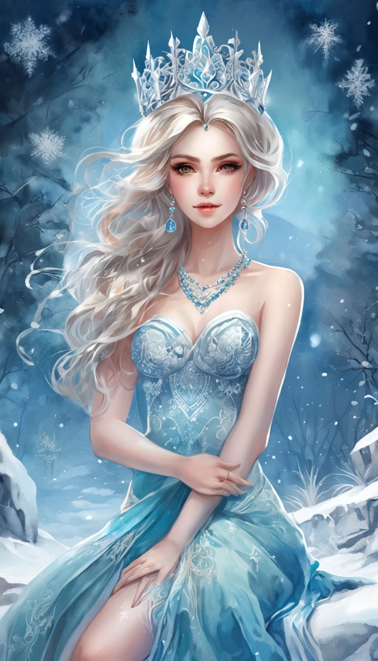 (masterpiece、top-quality、top-quality、Official art、Beautifully Aesthetic:1.2)Platinum blonde wavy hair、adult lady、Enchanted smile、blue eyess、tiny chest、Fur stoles