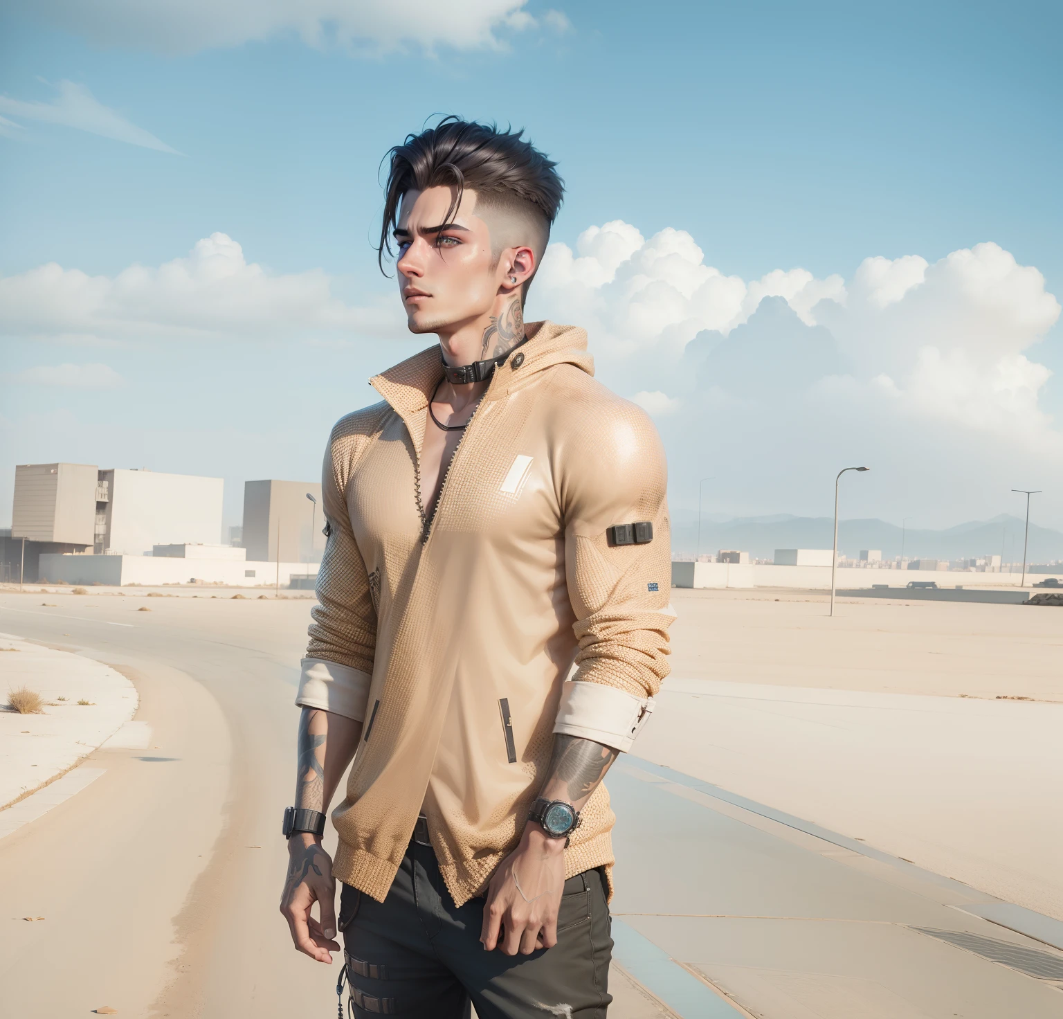 realistic Change background cyberpunk handsome boy, 8k, ultra realistic