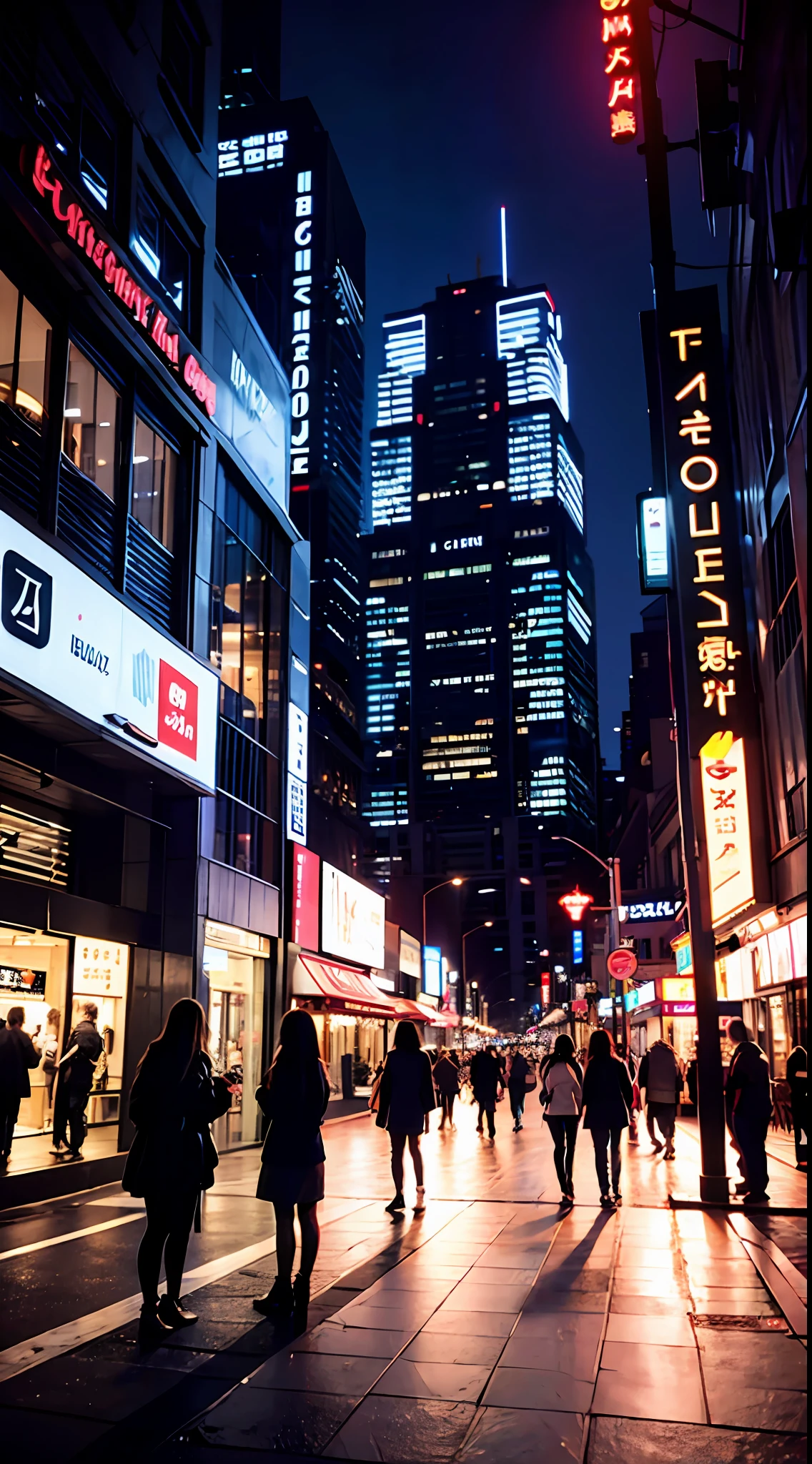 city night scene,Bustling,optic,shadowy,Award-Awarded,themoon,Ultimate beauty,8K,Wallpapers,neonlight,Heavy traffic,Ultimate detail