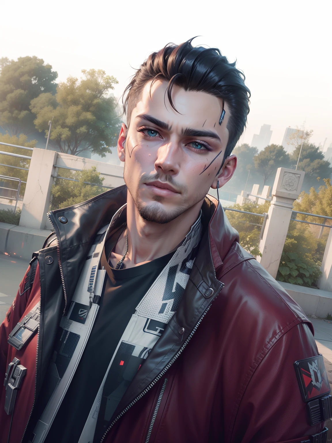 Change background cyberpunk handsome boy, realistic face, 8k, ultra realistic,