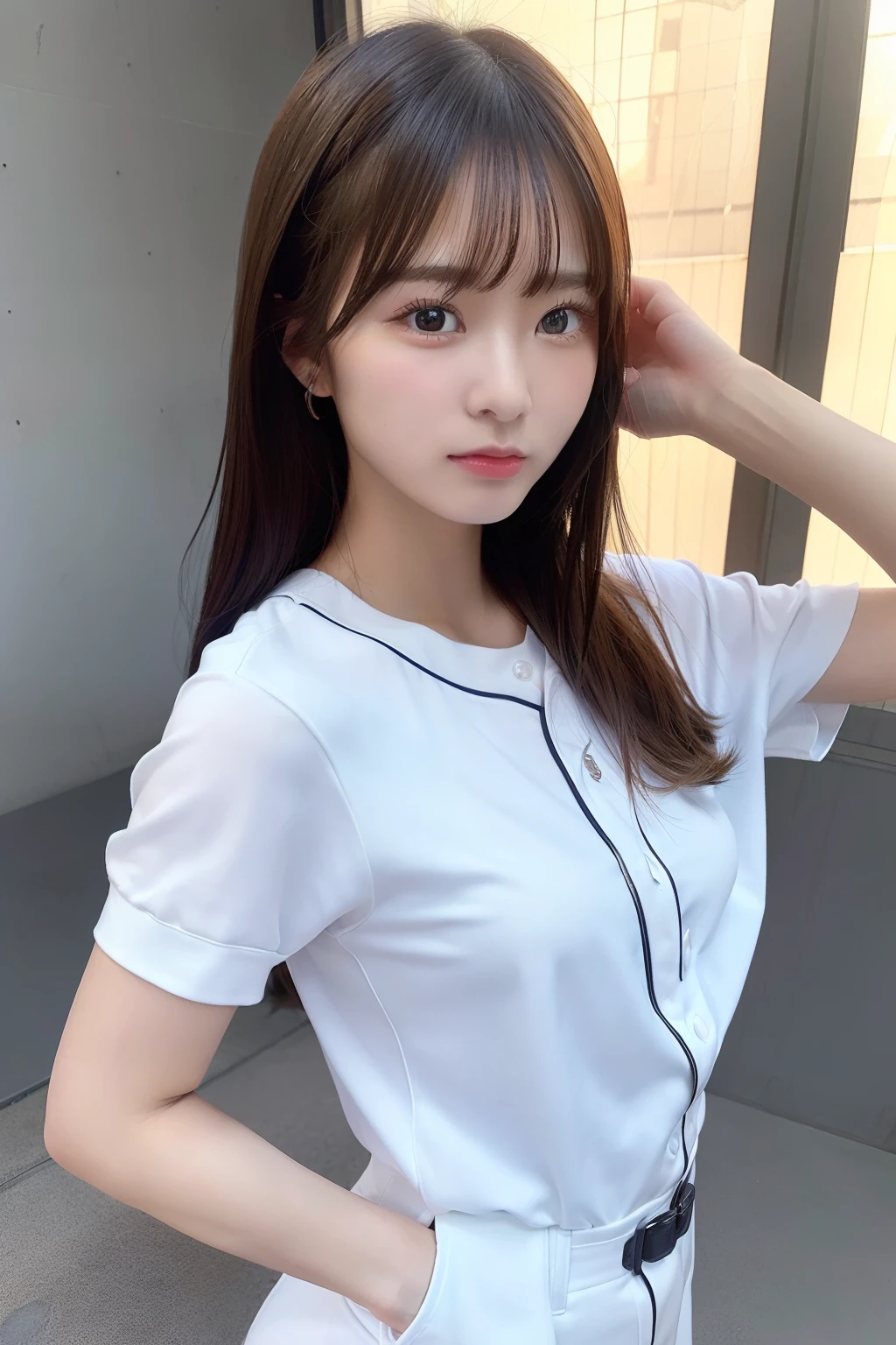 top-quality、masterpiece、超A high resolution、(Photorealsitic:1.4)、Raw photo、女の子1人、shinny skin、Wearing a baseball suit、Baseball Girl、dramatic lighting、Detailed duplex、Top image quality、a beautiful detailed girl、extremely detailed eye and face、beatiful detailed eyes