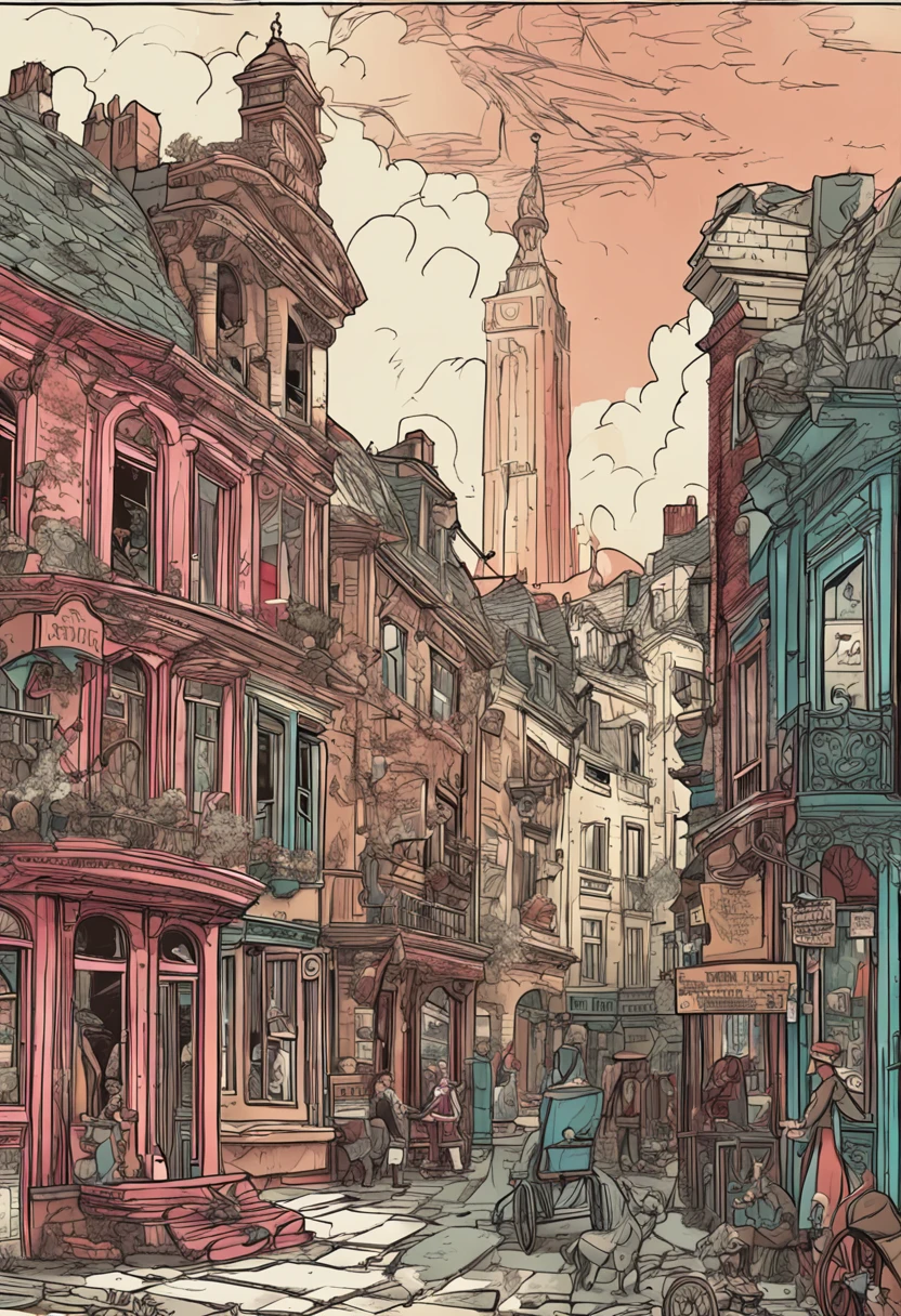 a detailed comic style in victorian France