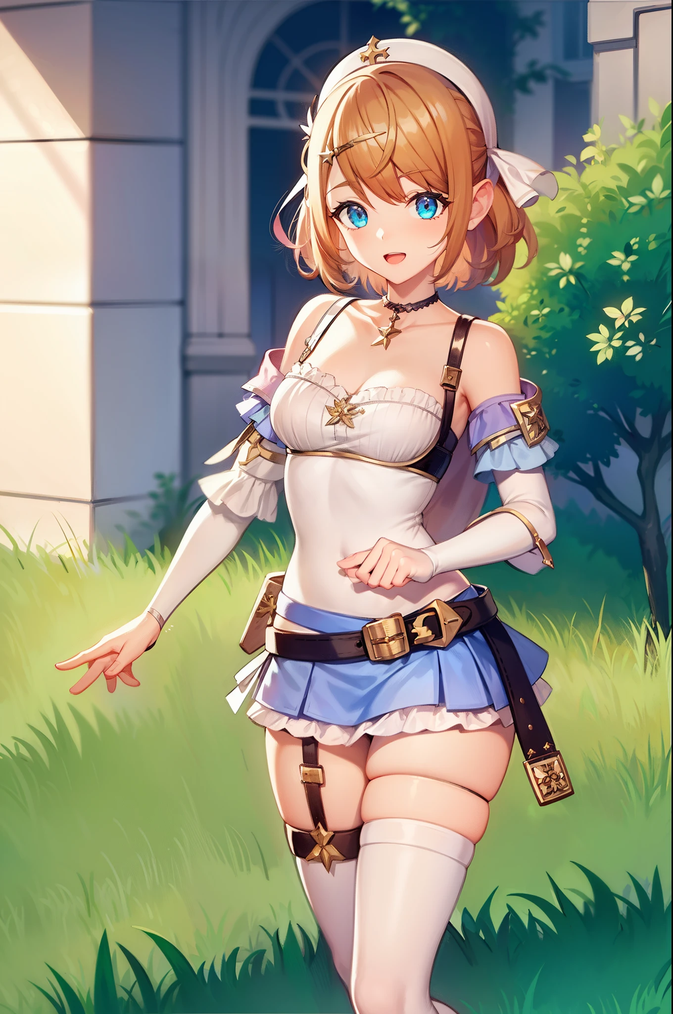 1 girl, atelier, alchemist, white knee socks, short skirt