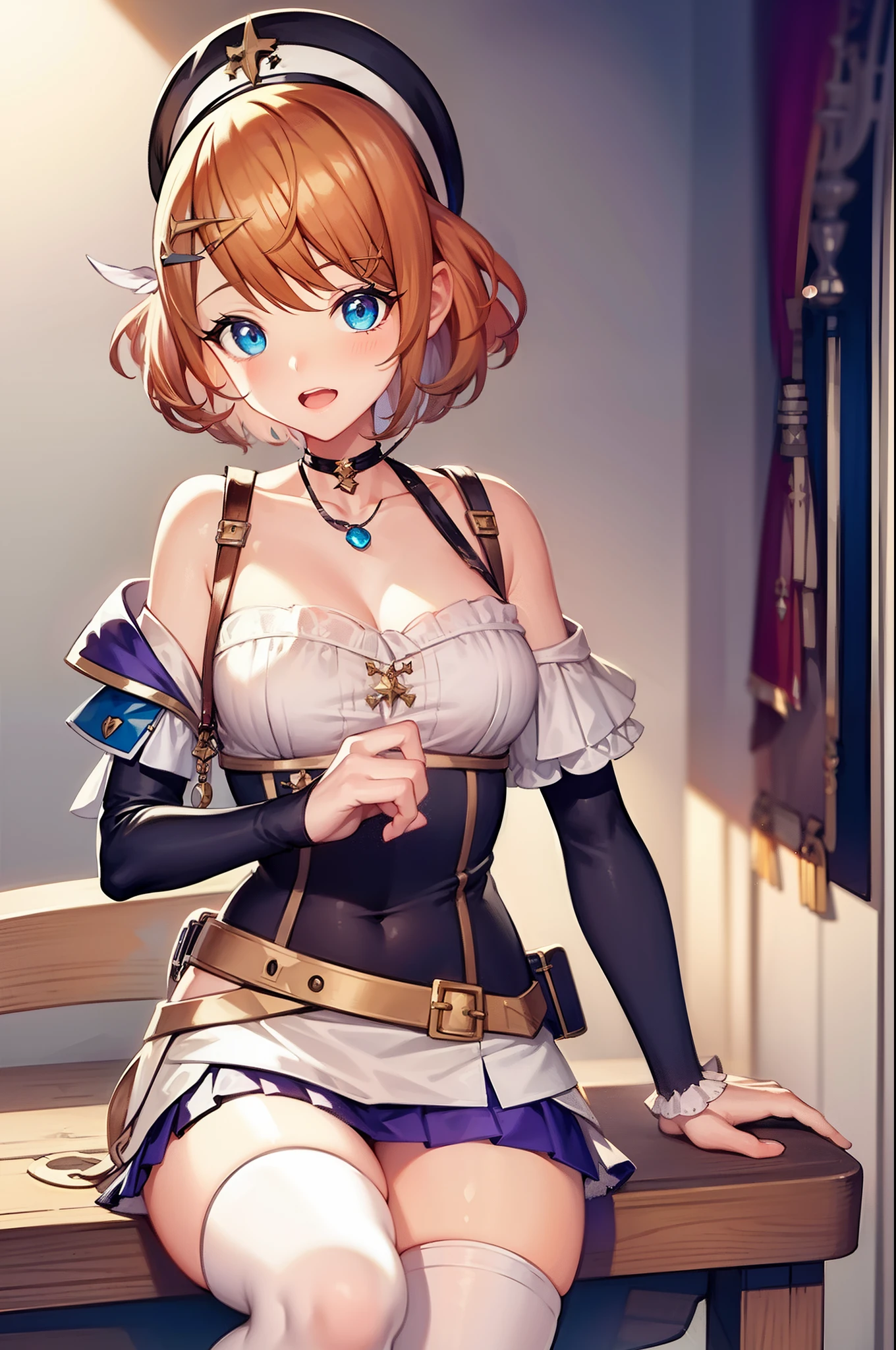1 girl, atelier, alchemist, white knee socks, short skirt