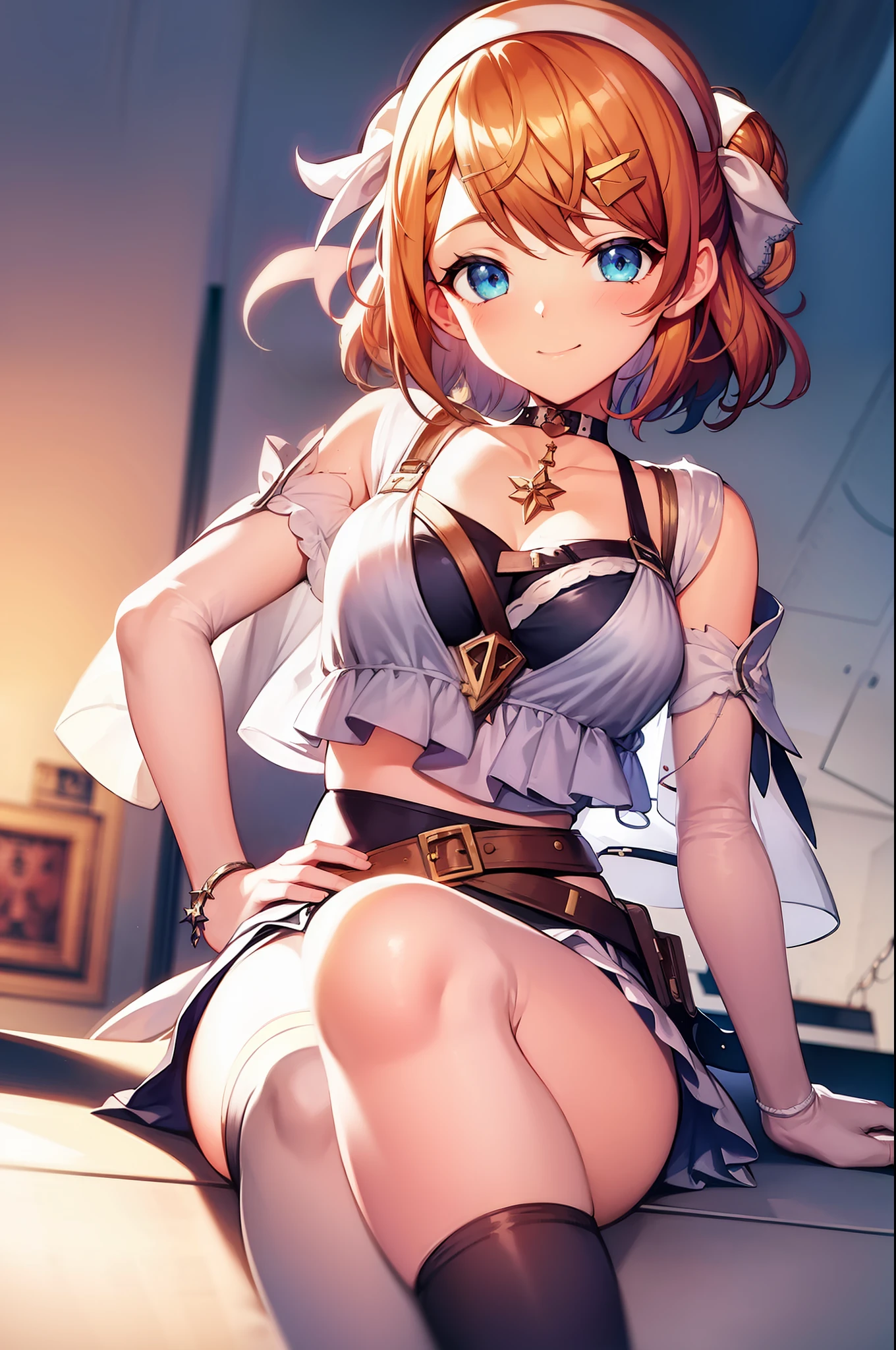 1 girl, atelier, alchemist, white knee socks, short skirt