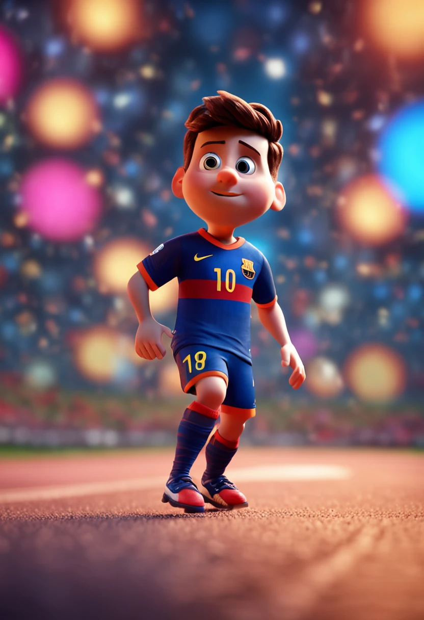 Lionel Messi, (pixar style) (masterpiece:1.2) (bokeh) (best quality) (detailed skin) (detailed texture) (8k) (claymation) (cinematic lighting) (sharp focus