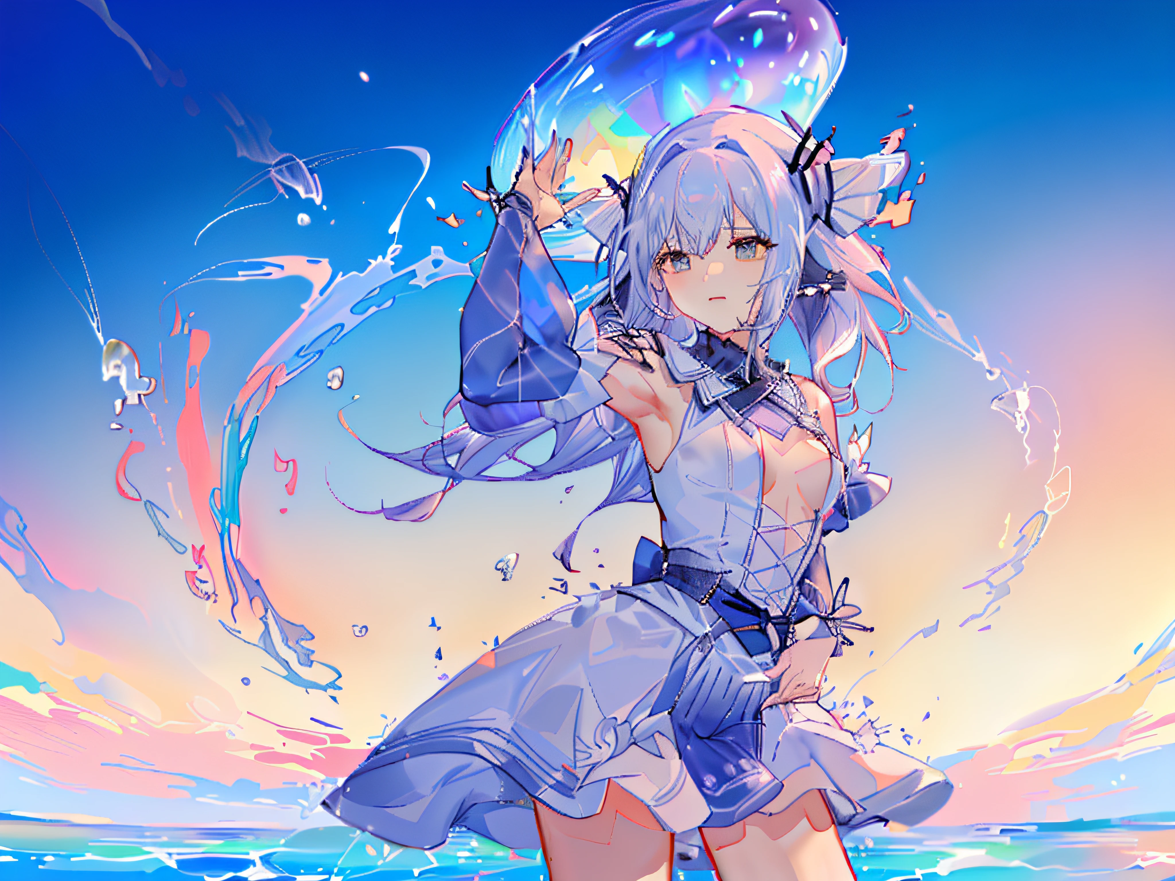 Anime goddess,with hair dishevelled,visual shock,Color,high detal,ultraclear