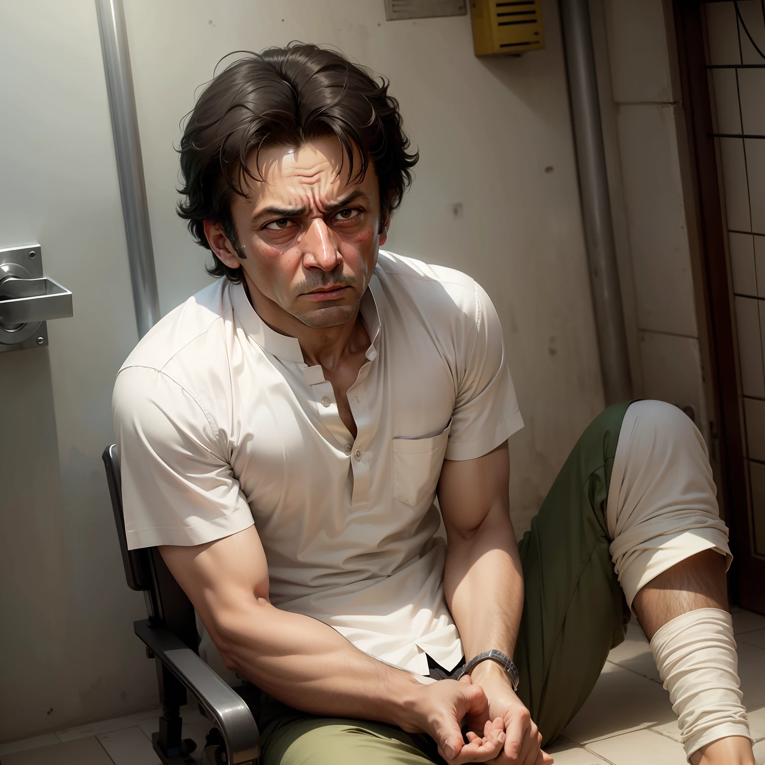 Imran khan under jail with sad expression