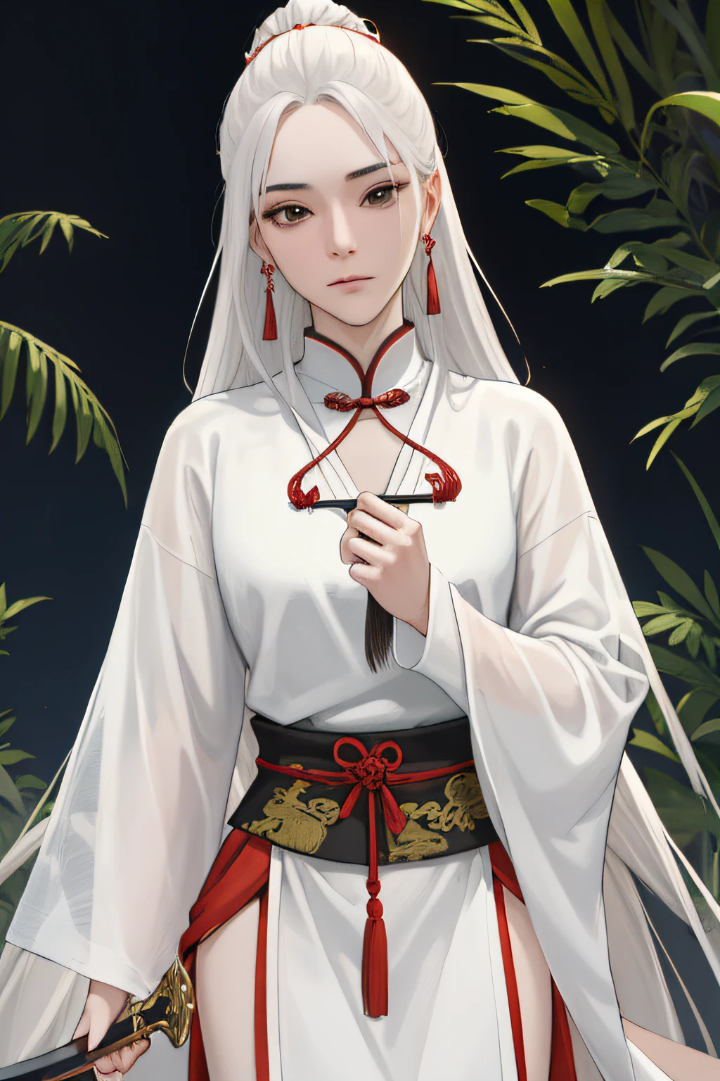 NSFW, obra-prima, melhor qualidade, ultra-detalhado, semi-realista, detailedfacialfeatures, 2Mulher,usando roupa velha wuxia chinesa,cabelos negros compridos , olhos negros,roupa escura,superior,arrogante,olhar malicioso,mulher fatal,voluptuoso,sensual ,divina,holding a thin long blade, sharp sword with right hand.