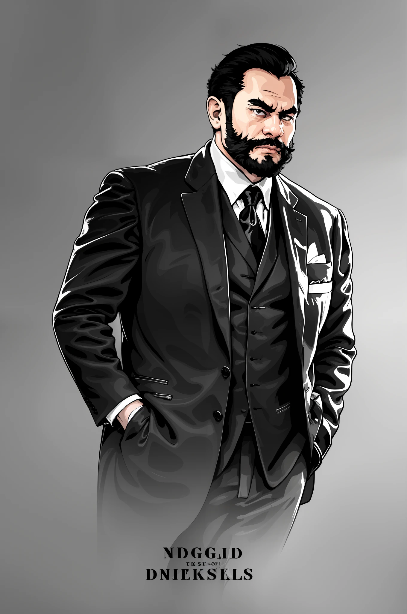 "a stylish gentleman in a sleek suit, seen from the side." portrait,