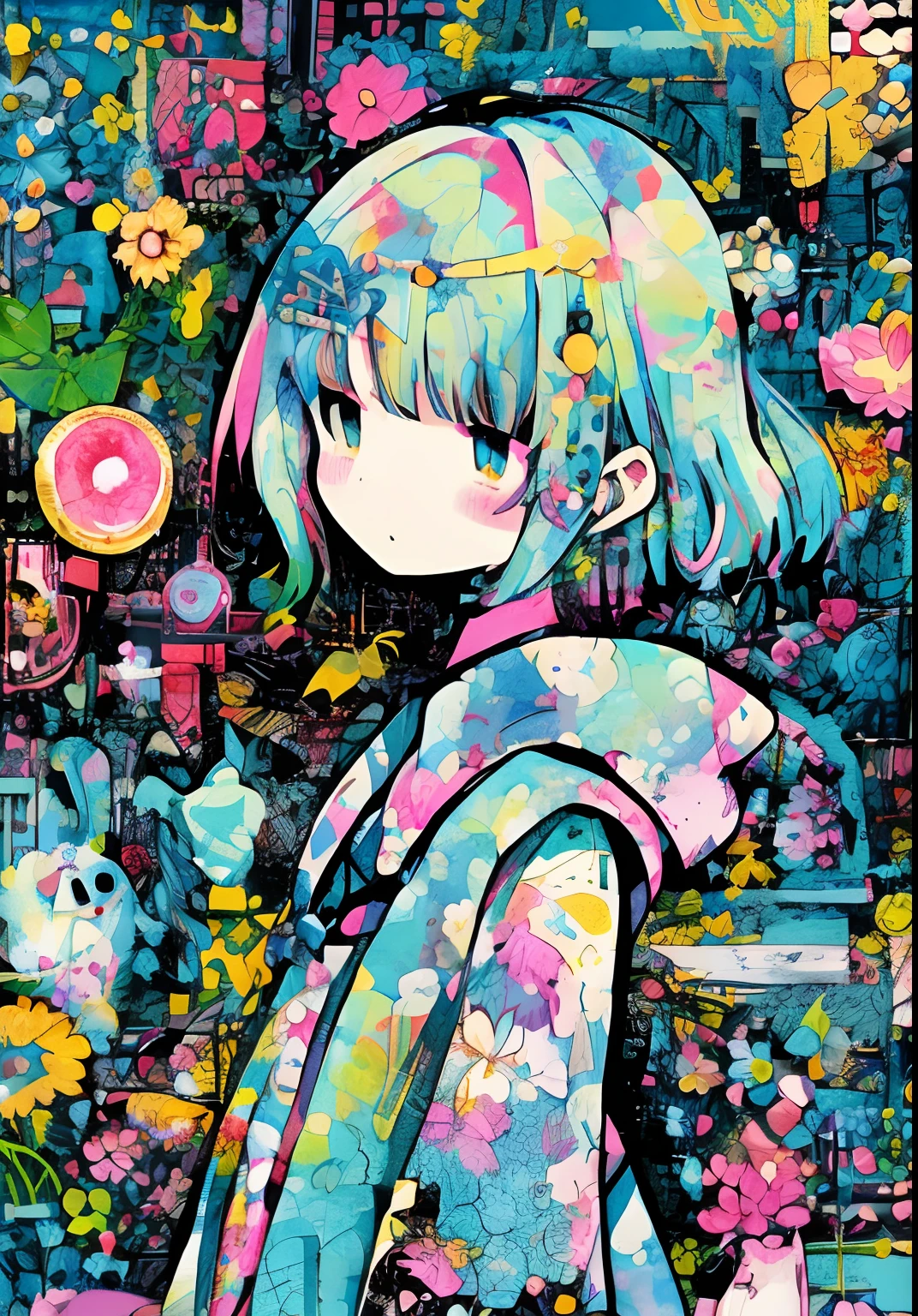 vivid flowers、Bright atelier light、adorable girl、Delicate and excellent quality、Picturesque depiction、Graceful gestures、Soft shades、With the character of my dreams、Generate beautiful illustrations。