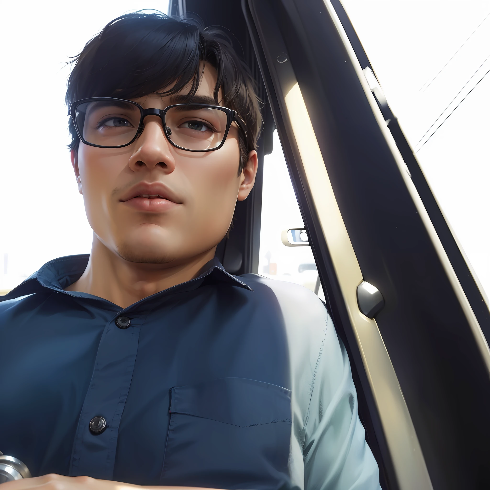 there is a man sitting in a car with a cell phone, with accurate face, selfie shot straight on angle, selfie photo, potrait, front profile!!!!, photo taken in 2 0 2 0, very very low quality picture, good looking face, around 1 9 years old, facebook profile picture, john jude palencar, with round face