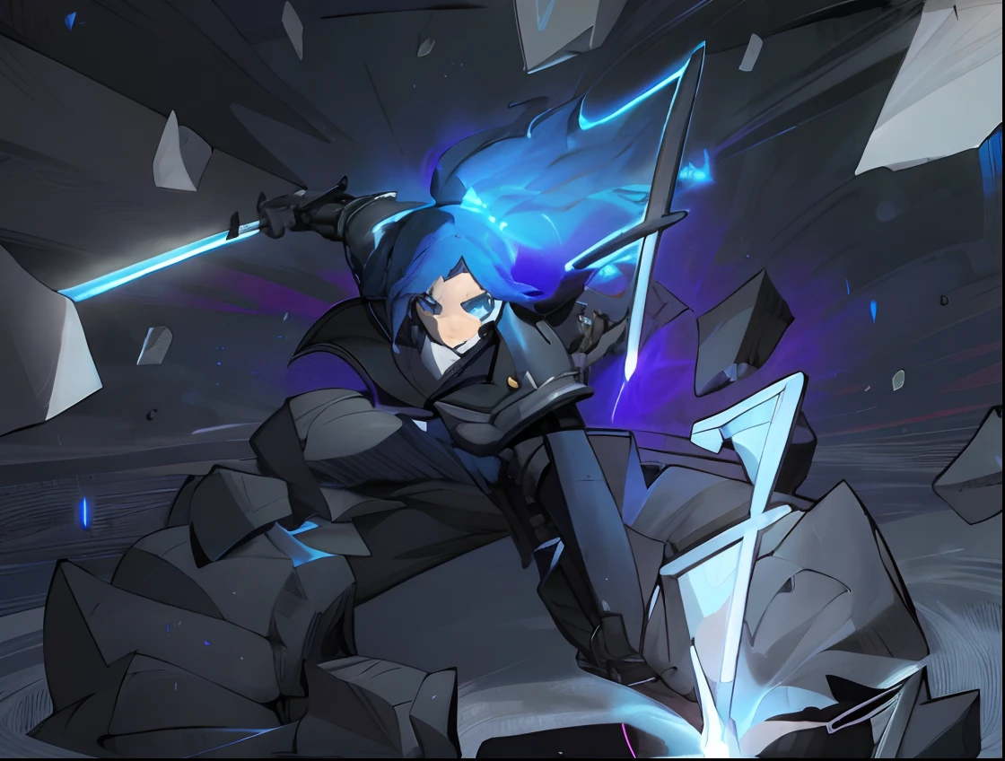 In this scene, Luna Runcandel holds a sword with a determined stance, readying herself for an impending strike. Captured in the realm of digital illustration, the artist infuses vibrant colors and dynamic textures into the image. The figure of Luna is meticulously detailed, showcasing the intricate armor and the intense focus in her eyes. The lighting casts strong shadows, enhancing the tension of the moment. The overall atmosphere exudes a sense of impending action, drawing the viewer into Luna's world. --v 5 --stylize 1000