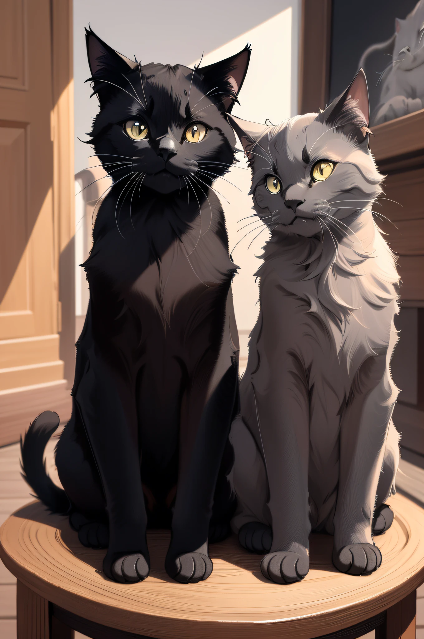 １black cat、8K分辨率, Highly detailed and anatomically correct, Sharp Images, digitial painting, concept-art
