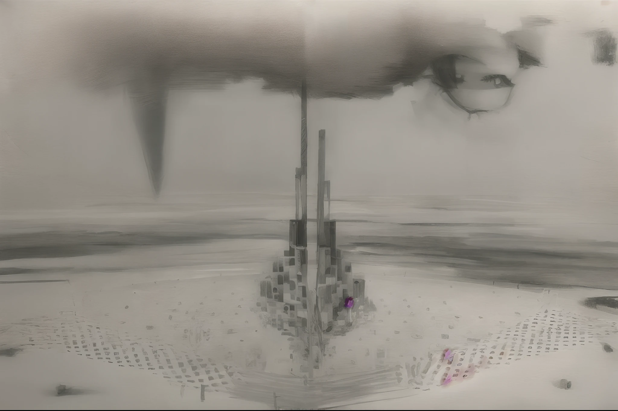 Capture the haunting scene as the atomic bomb is released over the bustling city of Hiroshima, with a focus on the devastation below, in high definition