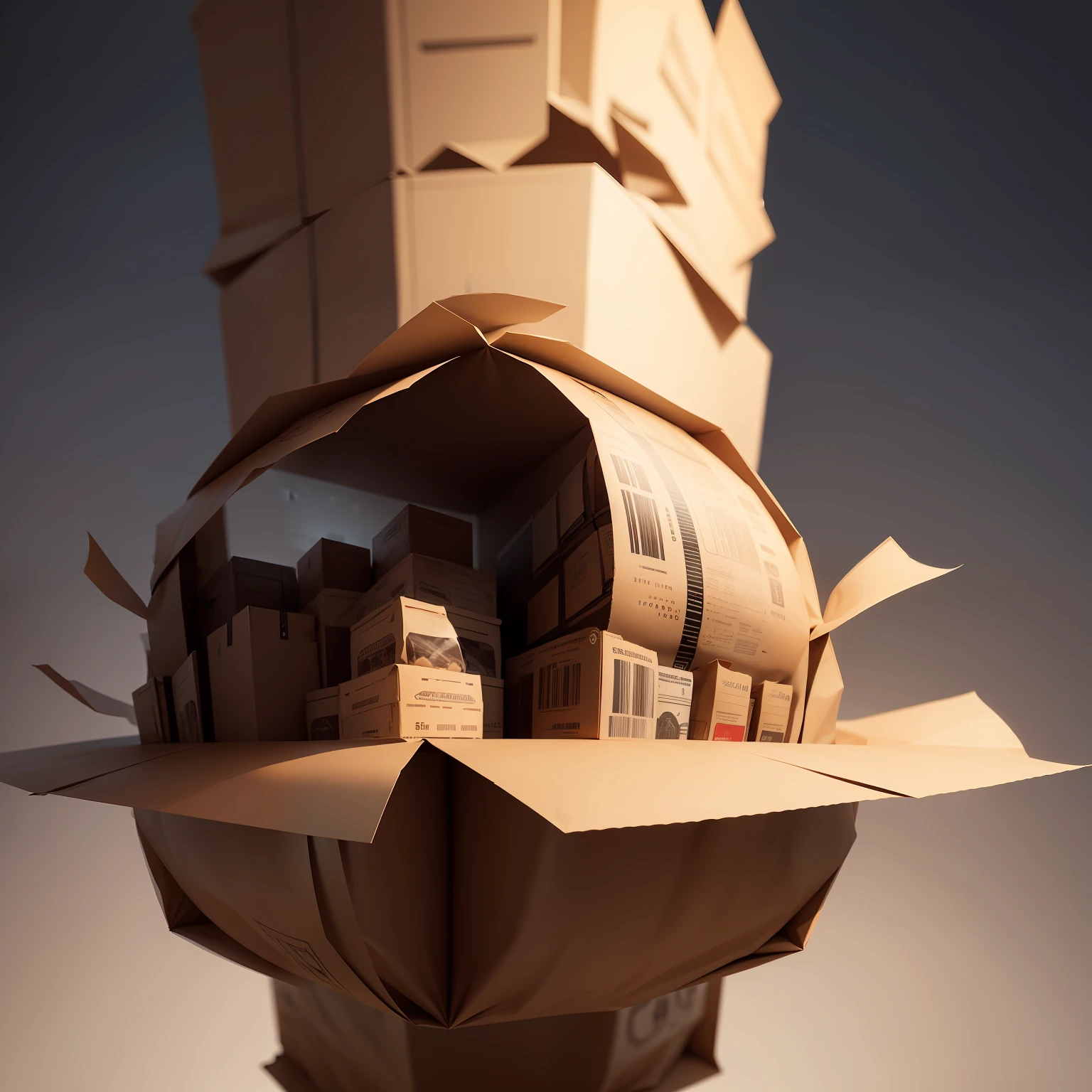 The world wrapped up in a big brown bag, concept art, 4k
