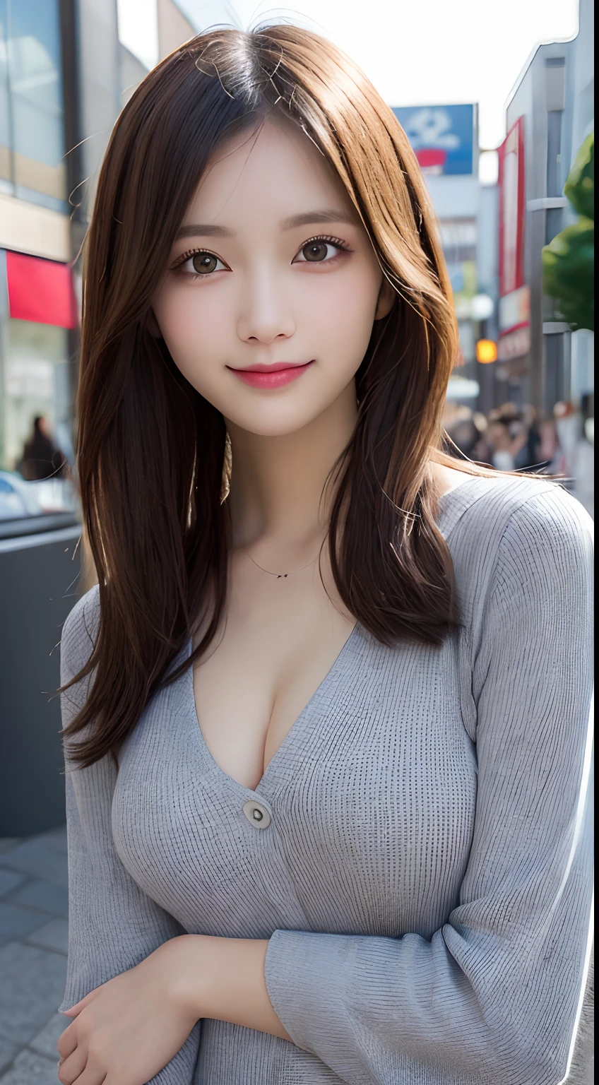 masutepiece, Best Quality, Illustration, Ultra-detailed, finely detail, hight resolution, 8K Wallpaper, Perfect dynamic composition, Beautiful detailed eyes, Women's Fashion Summer,Medium Hair,Small breasts natural color lip, Bold sexy poses,Smile,Harajuku、20 years girl、Cute、Sexy shot looking at camera