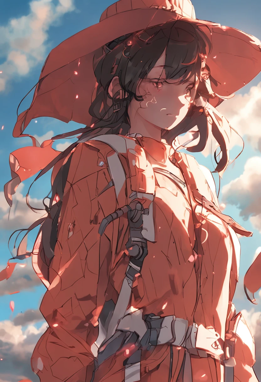 tmasterpiece, Need, portrait, hyper-detailing, illustration, closeup cleavage, Gorgeous background, Shoot straight,cinematic Film still from,1girl,Cloud Girl,Floating in the sky,closeup cleavage,brightly,cheerfulness,Warm and soft lighting,the sunset,Portrait of Naxida\(genshin impact\)