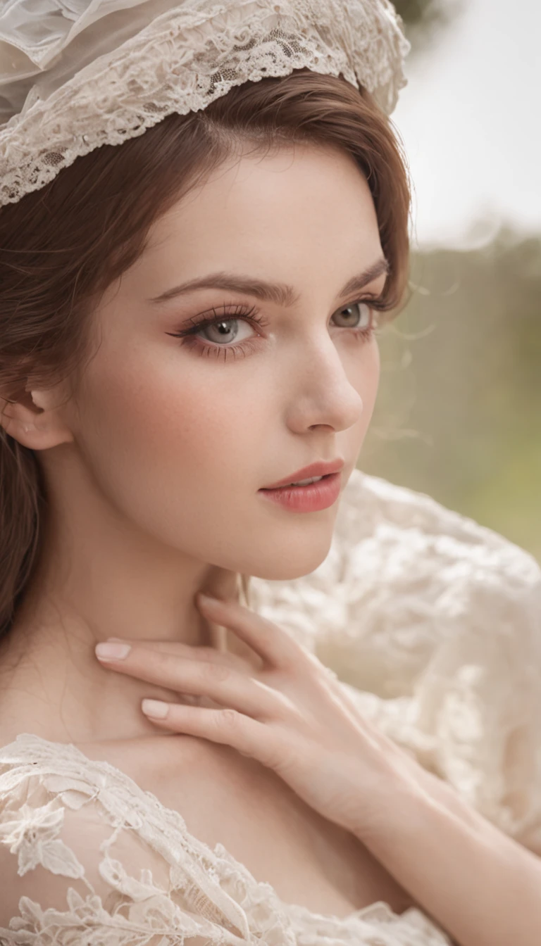 (obra prima, alto detalhe, Absurdo, Foto RAW), 1 menina pinup, corpo inteiro, longos cabelos ruivos, rosto delicado, long eyelashes, sorrisinho, In the romantic vintage setting, summer dress, Meias, salto alto