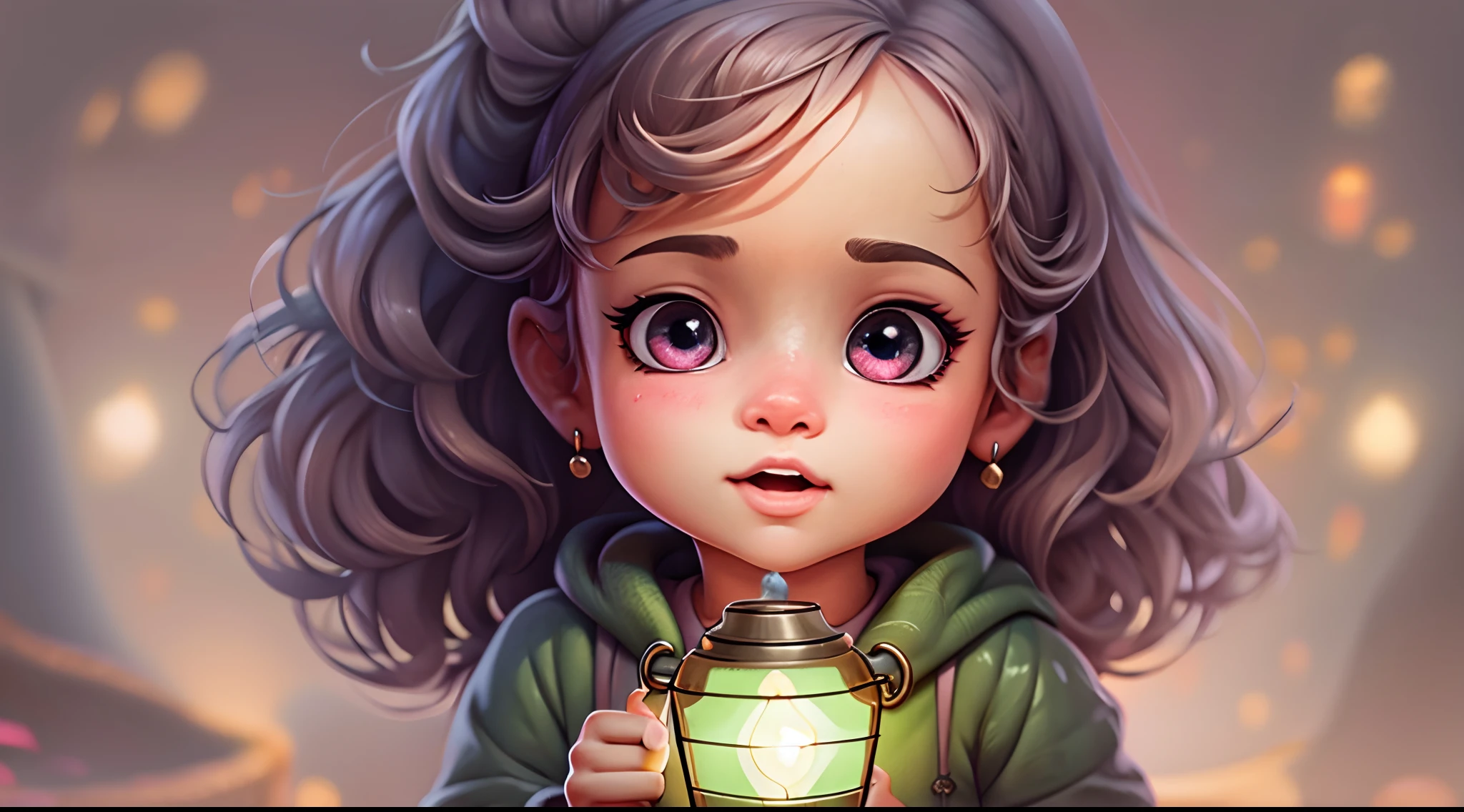 the night，Pink big breasts，Cute and cute，5-year-old girl holding a glowing lantern by a stream，glowworm，depth of fields，dynamic blur，high light，Real light，Ray traching，oc rendered，Hyper-realistic，best qualtiy，8K，Works of masters，super-fine，Detailed pubic hair，Correct anatomy，sharp focus on eyes，Bokeh，Facial features are carefully depicted