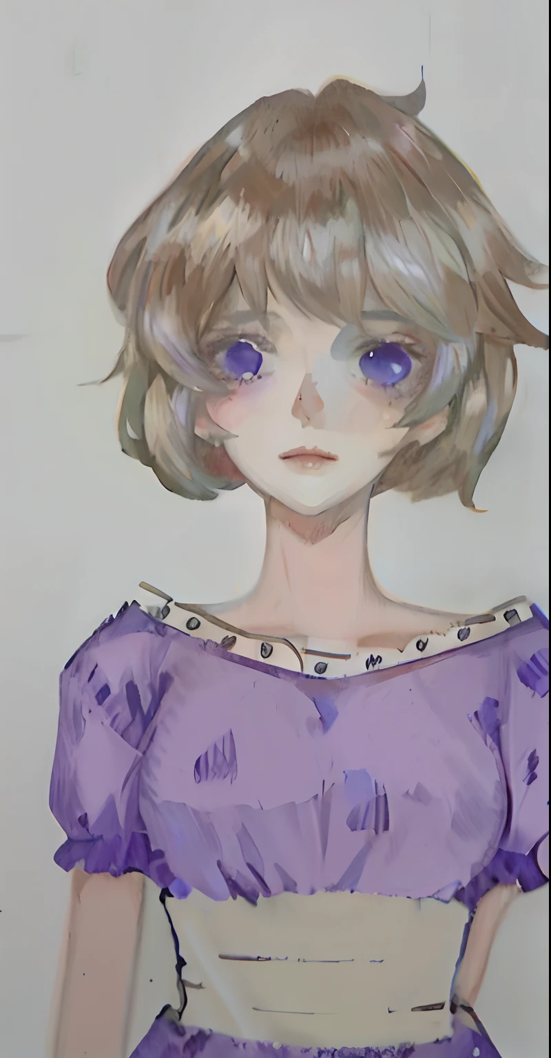 A painting of a woman with blue eyes and a purple dress, Anime style portrait, Portrait of an anime girl, inspired by Yuki Ogura, flat anime style shading, colored sketch, in an anime style, An anime girl, anime portrait, half-body portrait, portrait of an anime girl, an anime drawing, anime moe art style, portrait of anime woman, anime shading)