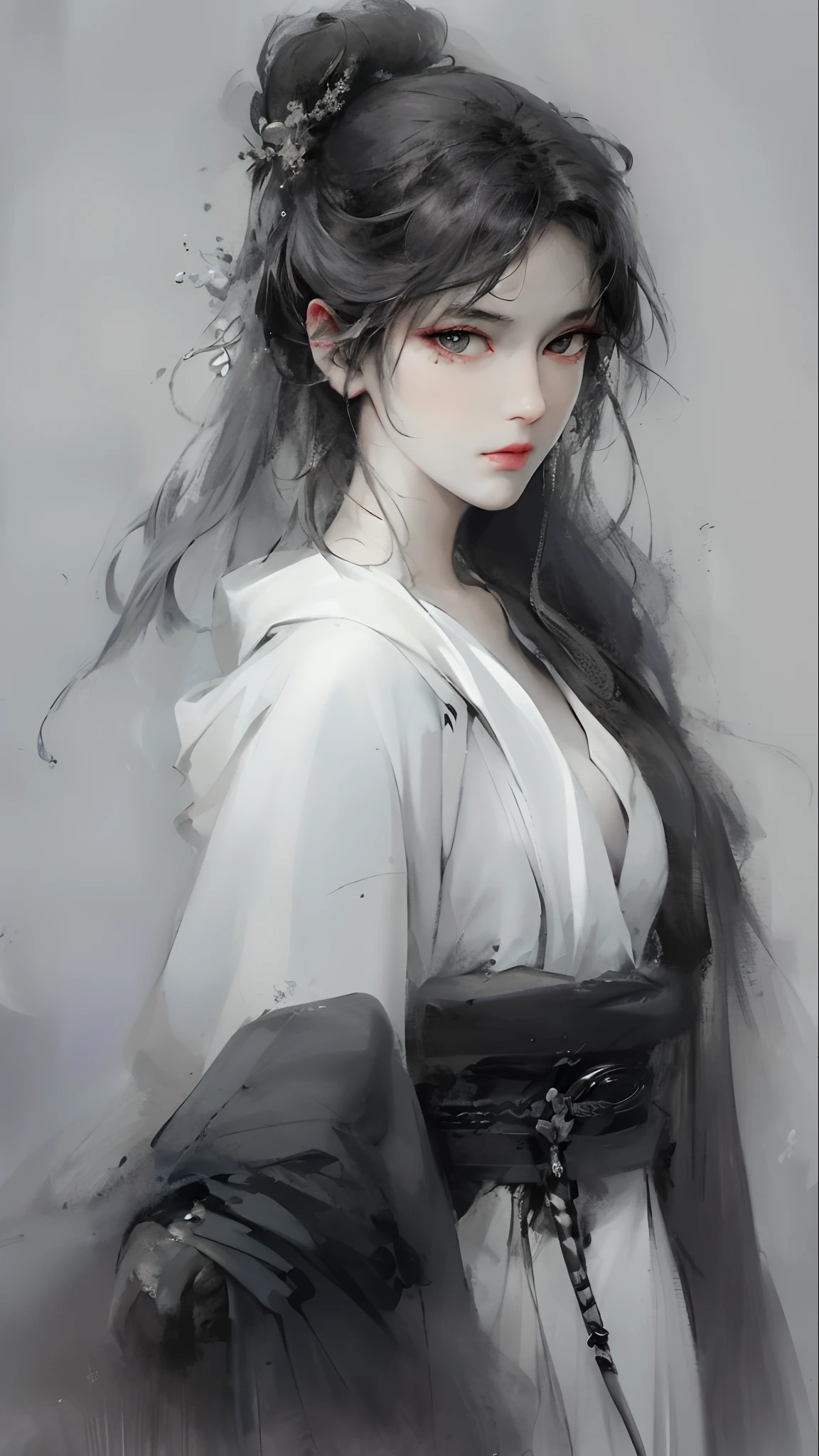 a close up of a woman with white hair and a white mask, beautiful character painting, guweiz, artwork in the style of guweiz, white haired deity, by Yang J, epic exquisite character art, stunning character art, by Fan Qi, by Wuzhun Shifan, guweiz on pixiv artstation