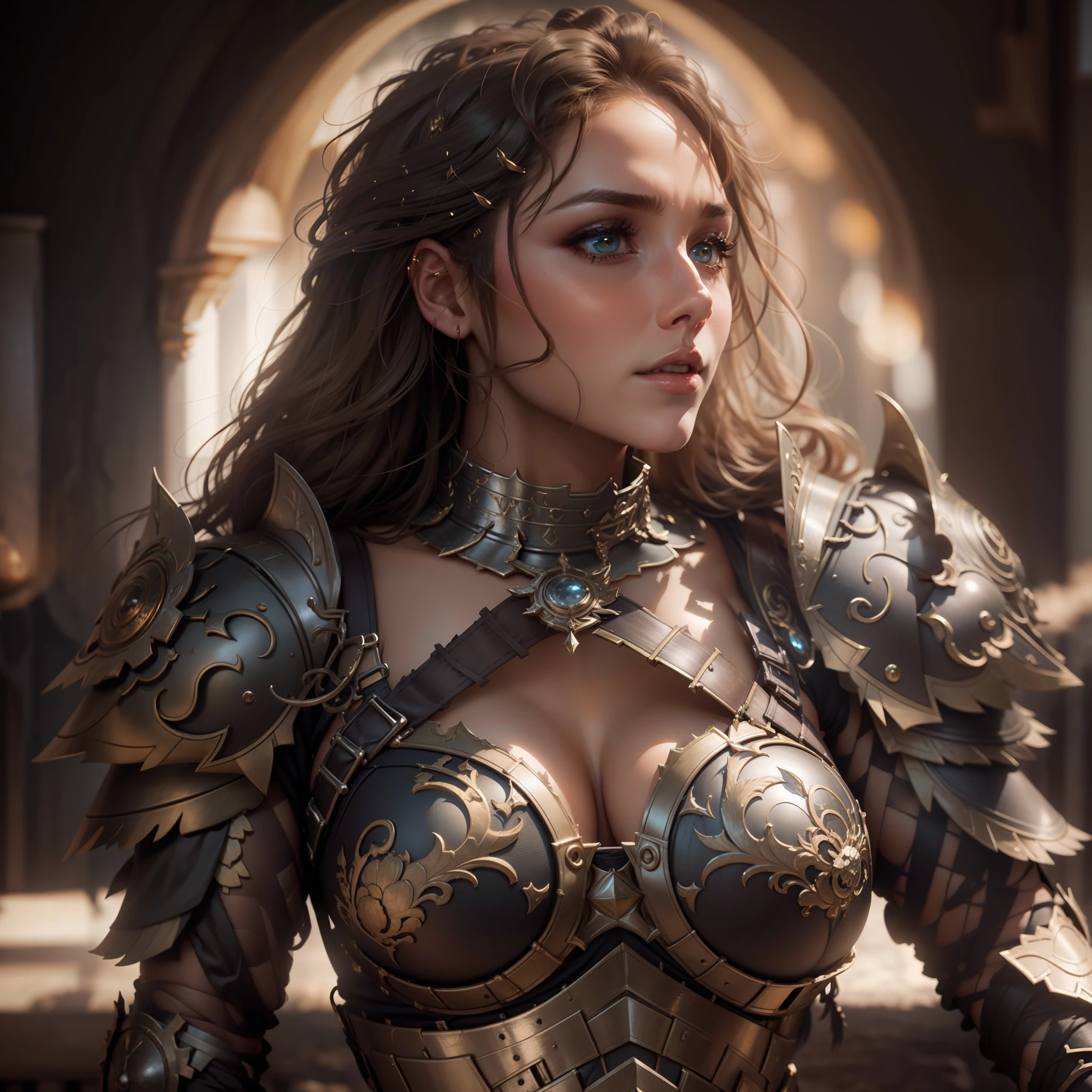 Beautiful woman in high sexual armor big boobs with best quality best effects best shadows best lighting 8k ultra HD super realistic
