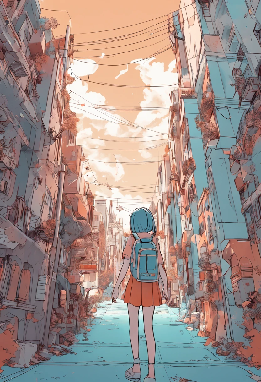 masterpiece, best quality, ultra-detailed, kawaii, cute, lovely, sexy, ero, extremely detailed, 4K, 8K, best quality, beautiful, heavy outline, clear outline, building, a little girl, child, solo, school swimwear, beautiful orange hair, beautiful light blue eyes, beautiful eyes, cat ears, wetted by water