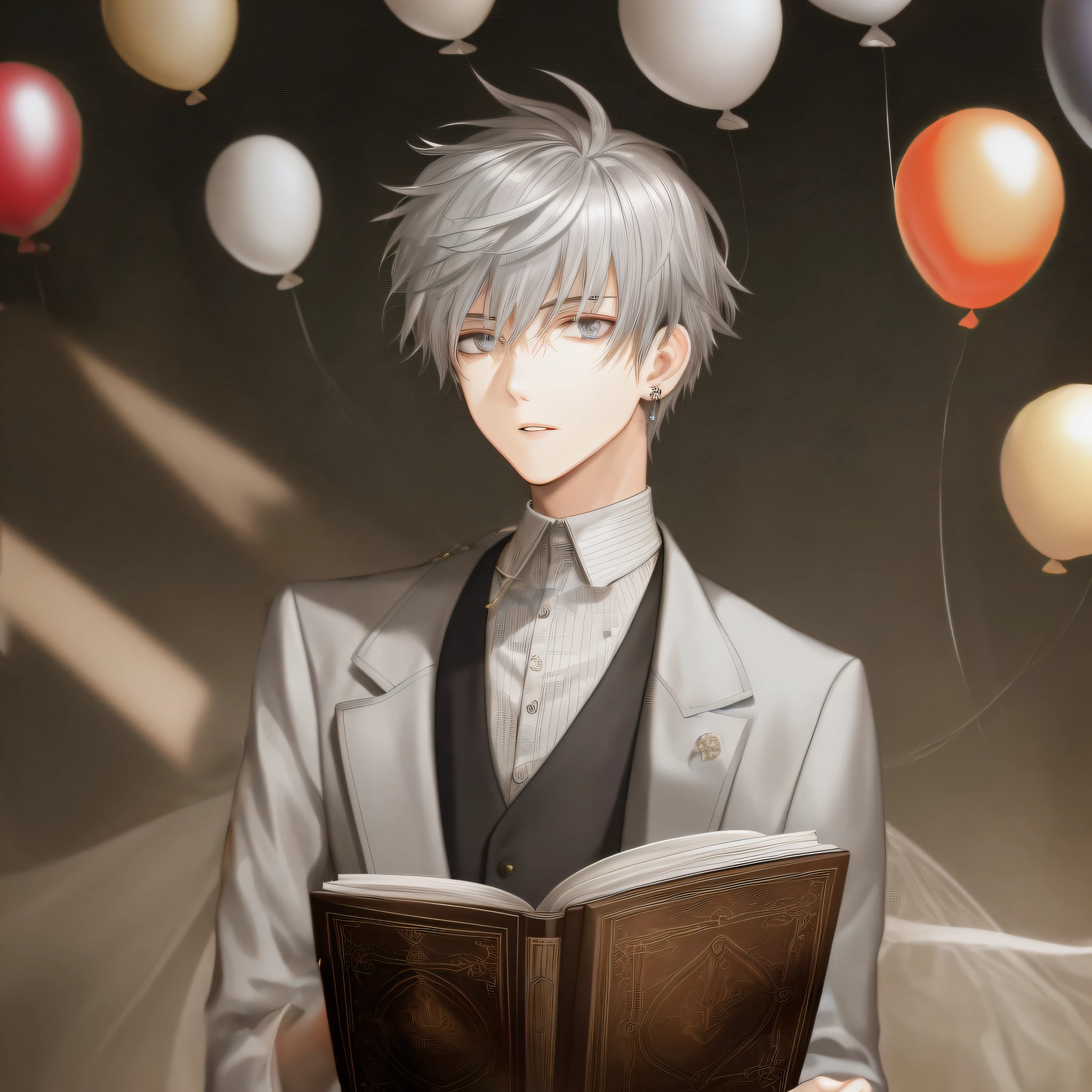dark silver eyes, silver highlight,