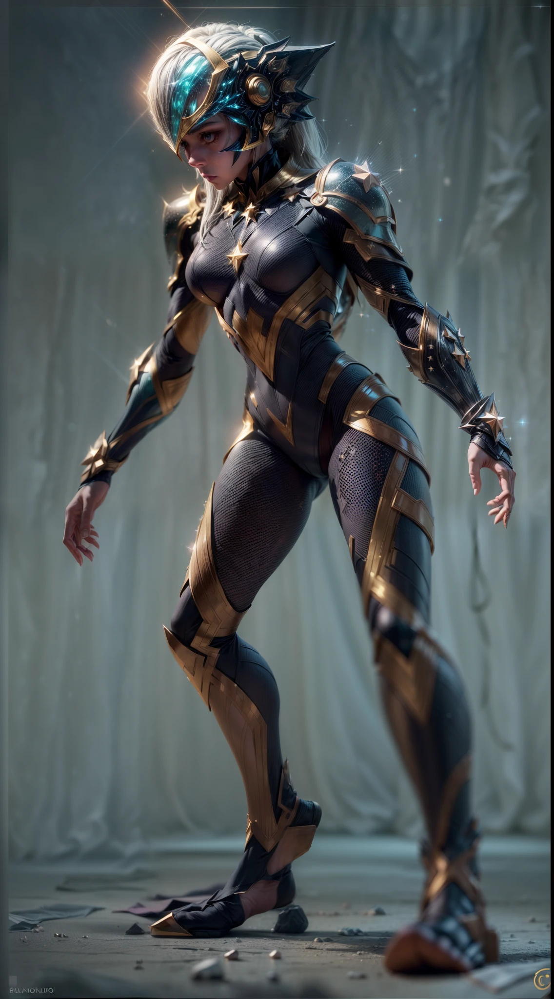 (Full Focus:1.5), (full body:1.5), Standing with your feet together, Star-style eyes, The body is made up of a faint glow, cinematic lighting, sparkle, ray tracing, framed, character chart, reference sheet, UHD, masterpiece, textured skin, super detail, high details, textured skin, high details, high quality, award winning, best quality, highres