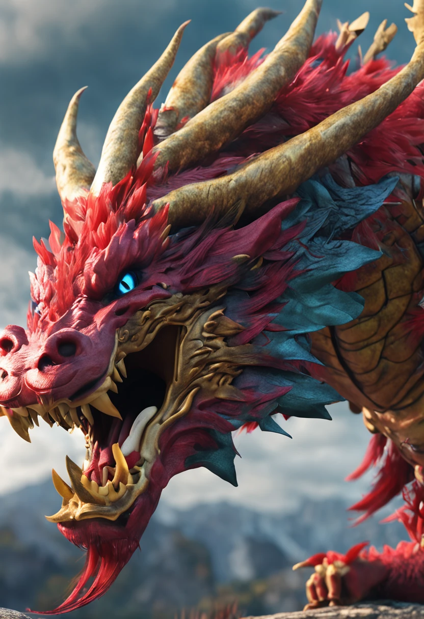 Chinese Dragon, full bodyesbian, drak, Extremely detailed Cg Unity 8K wallpaper, (Colorful:1.2), Sharp teeth, Red eyes, teeth, Huge, Hires upscale: 1.7, Hires upscaler: 4x_NMKD-Siax_200k, Noise Removal Strength: 0.45, Lifelike texture, Dynamic Angle, (((+++Lightning is intertwined with the body///))), Colorful auspicious clouds, shadowing, Atmospheric perspective, in a panoramic view, Wide shot, 16k, Anatomically correct, Super detail