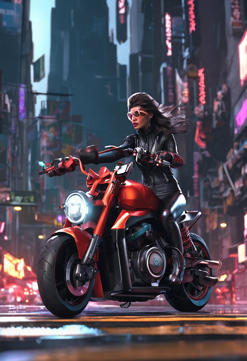 「((top-quality)), ((Best Retail)), (high level of detail: 1.3),。.。.3D、Beautiful fece（cyberpunked: 1.3）Hacker Woman、Female Spy、Riding a motorcycle