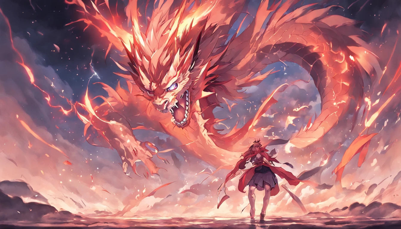Full body like, Chinese dragon, Loong, extremely detailed CG unity 8k wallpaper, (colorful:1.2), sharp teeth, red eyes, teeth, Hires upscale: 1.7, Hires upscaler: 4x_NMKD-Siax_200k, Denoising strength: 0.45, lifelike texture, Dynamic angle, (((+++Lightning and bodyInterweave///))), Colorful auspicious clouds, drop shadow, atmospheric perspective, panorama, wide shot, 16k, anatomically correct, super detail