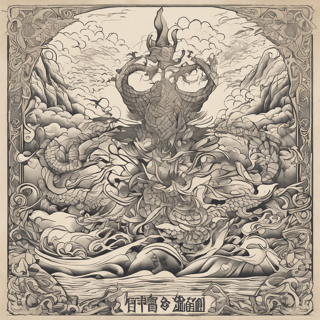 Tattoo drawing,New traditions,Golden-winged roc bird,drak,Mountain and Sea Sutra,