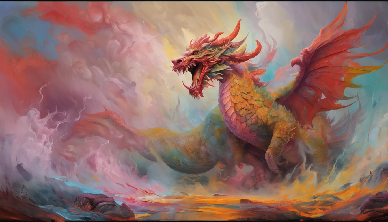 Full body like, Chinese dragon, Loong, extremely detailed CG unity 8k wallpaper, (colorful:1.2), sharp teeth, red eyes, teeth, Hires upscale: 1.7, Hires upscaler: 4x_NMKD-Siax_200k, Denoising strength: 0.45, lifelike texture, Dynamic angle, (((+++Lightning and  bodyInterweave///))), Colorful auspicious clouds, drop shadow, atmospheric perspective, panorama, wide shot, 16k, anatomically correct, super detail