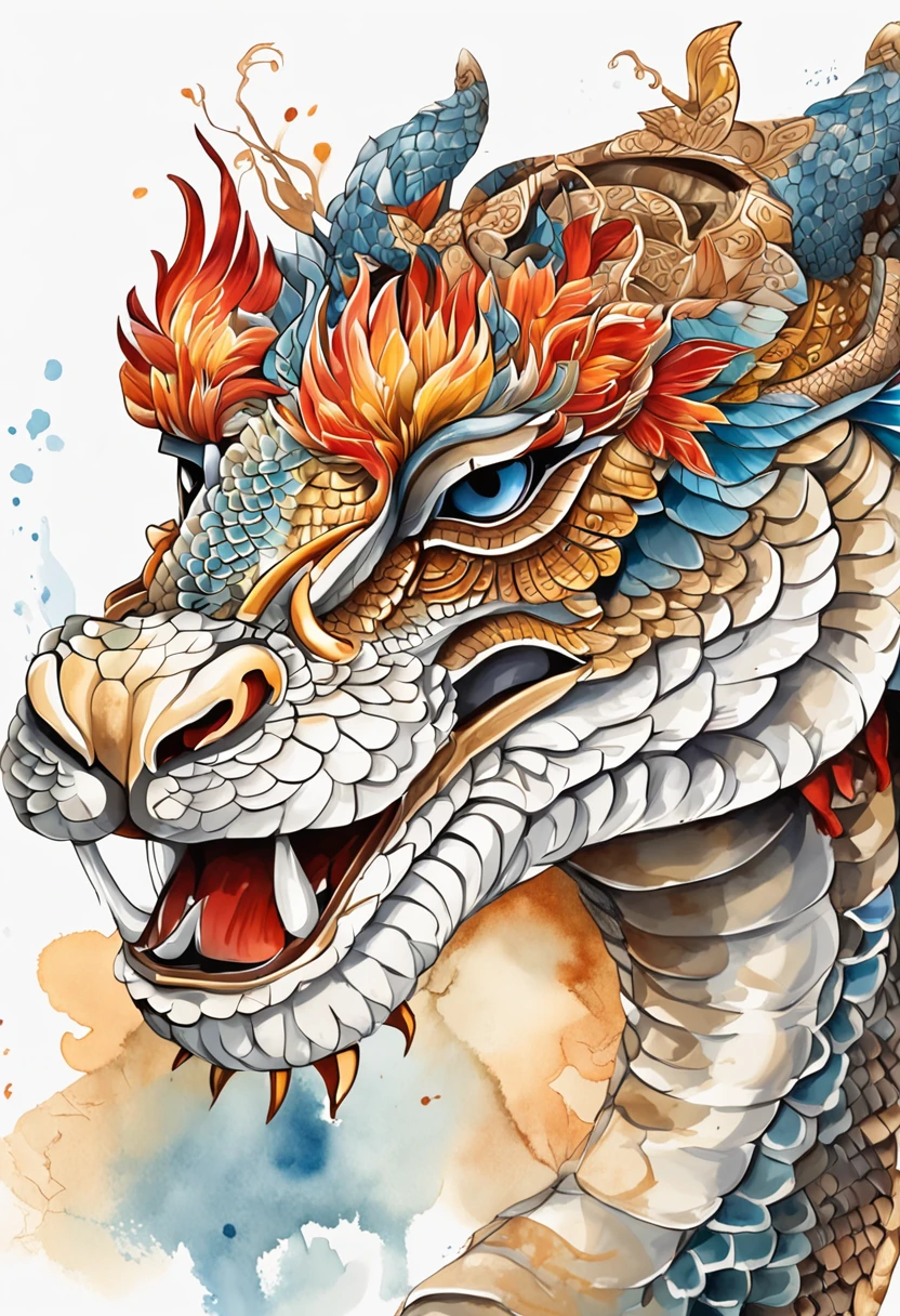 (White background:1.4),(Symmetrical:1.5),(Masterpiece giant python head, In the middle, Oriental elements),(China - chic illustration:1.2, Vector painting:1.2),(Chinese colors,senior color matching),( reasonable design, Clear lines, High sharpness,Best quality, Very detailed, Masterpiece, offcial art, movie light effect, 4K )