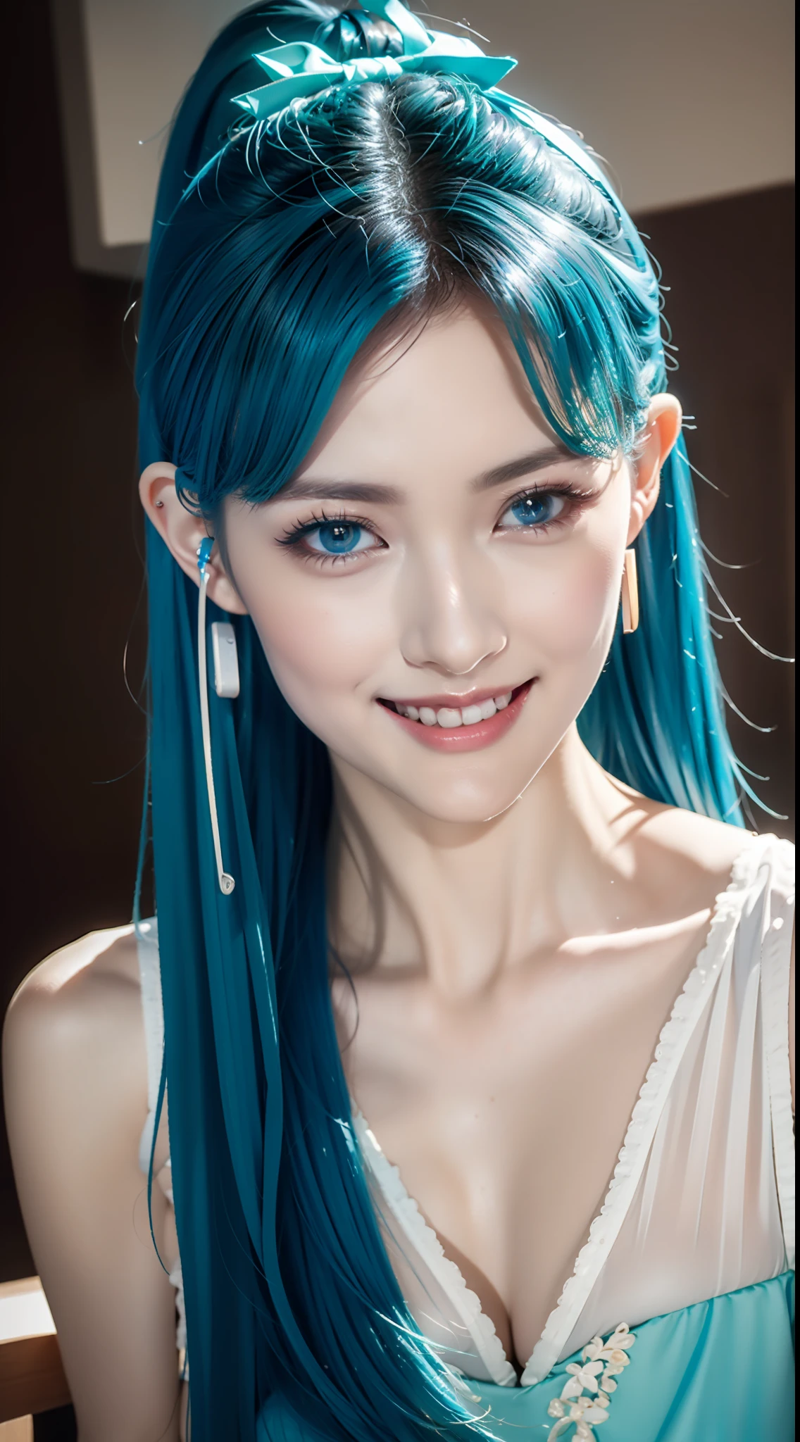 （In 8K, best quality, muste piece:1.2)、ultra high resolution、20-year-old beautiful woman,ultra-detailed face,detailed eyes,long eyelashes,Black eyes,BREAK,silver blue hair,straight hair、long hair,blunt bangs,BREAK, mermaid sheer dress,lighting behind、Titanic with sea view,Are standing,detailed hand fingers、solo、look back