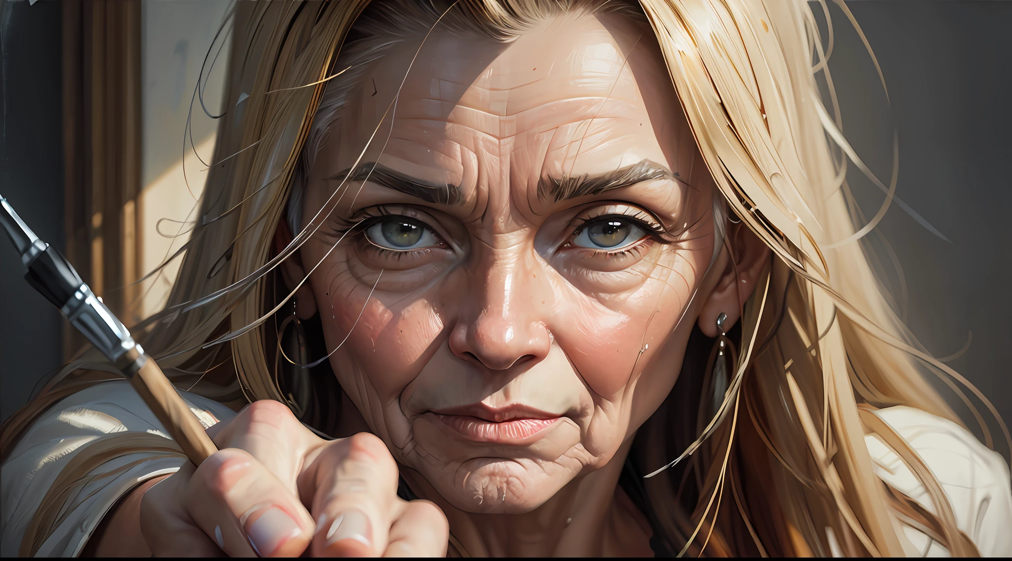 epic realistic, Arte de alta qualidade de um velho, oil painting, Pointing your finger at the camera (rough brushstrokes:1.4)