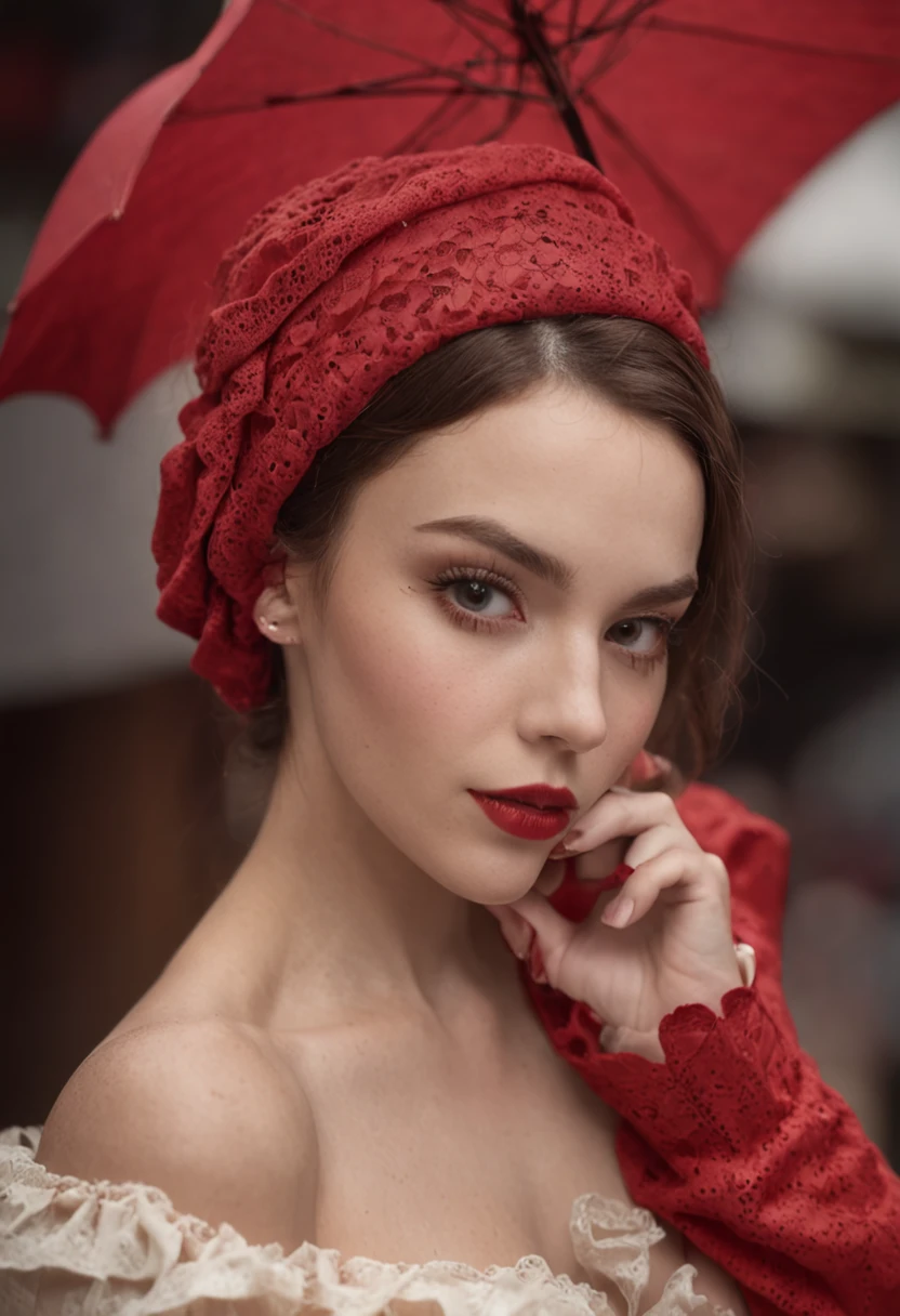 (beste-Qualit)),,((Realstic)),(detailded), femme, adulte, sexy, poitrine bonnet g, robe rouges, visible , corps entier.