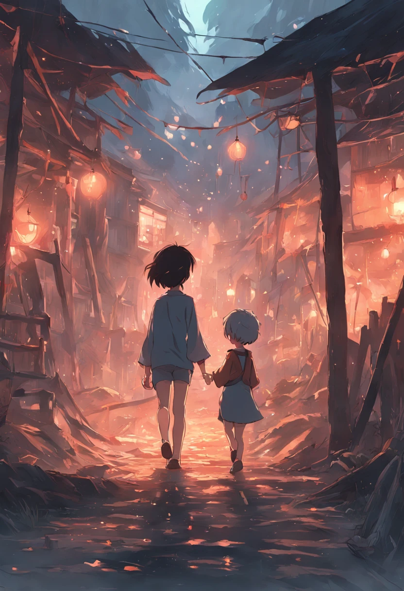 (((quality:1.2)))A suspenseful atmosphere surrounds the village as the villagers discover the horrific kidnapping of the children.