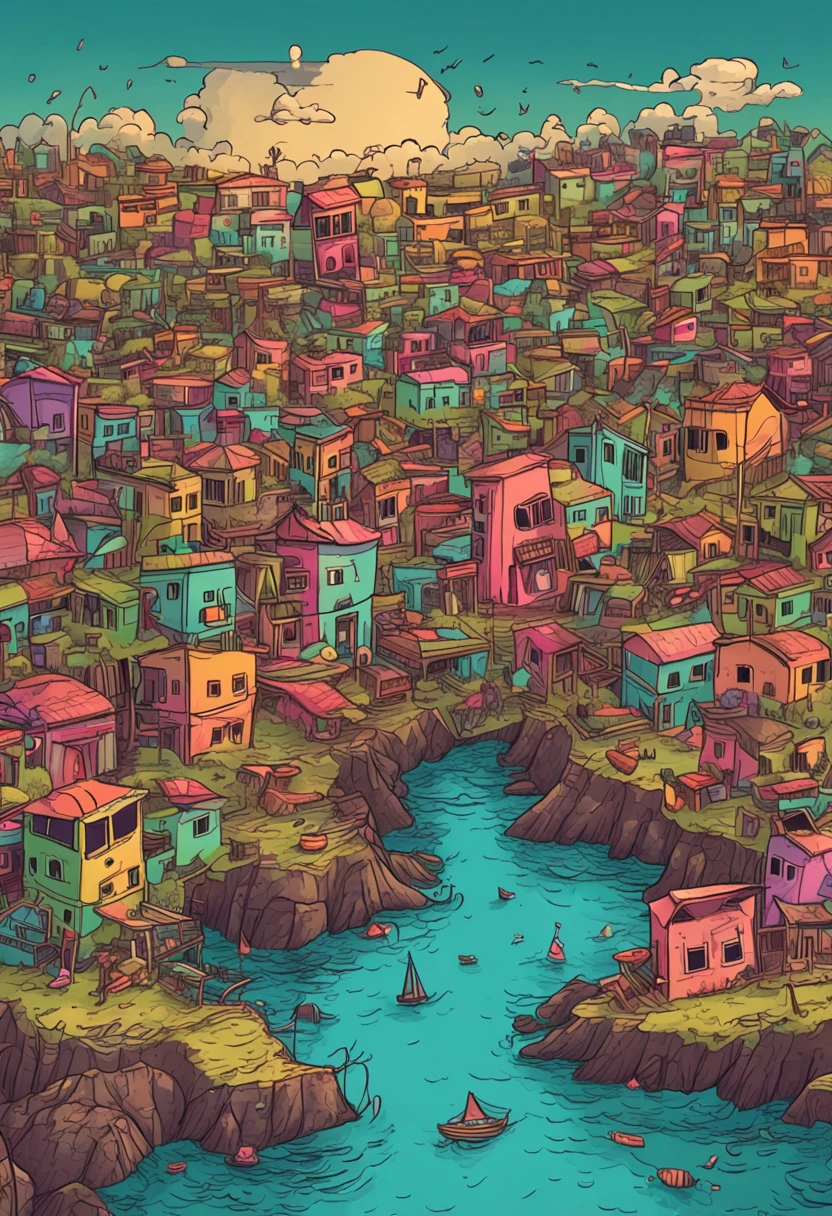 uma ilha em forma de nota musical, no meio do mar, Pintura SNES