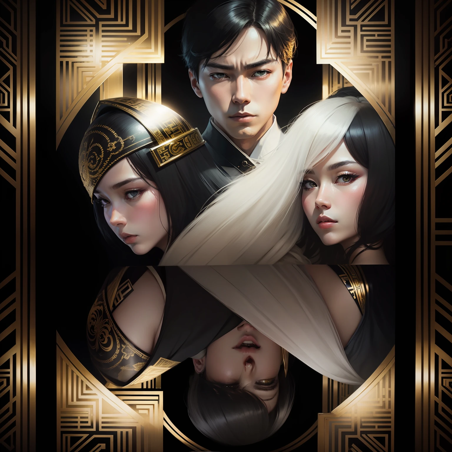 the great gatsby by alexander gilbert saxon 2, in the style of japanese photography, dark white and dark gold, graphic symmetry, sandara tang, agfa vista, josh adamski, wong kar-wai 50 --s 2