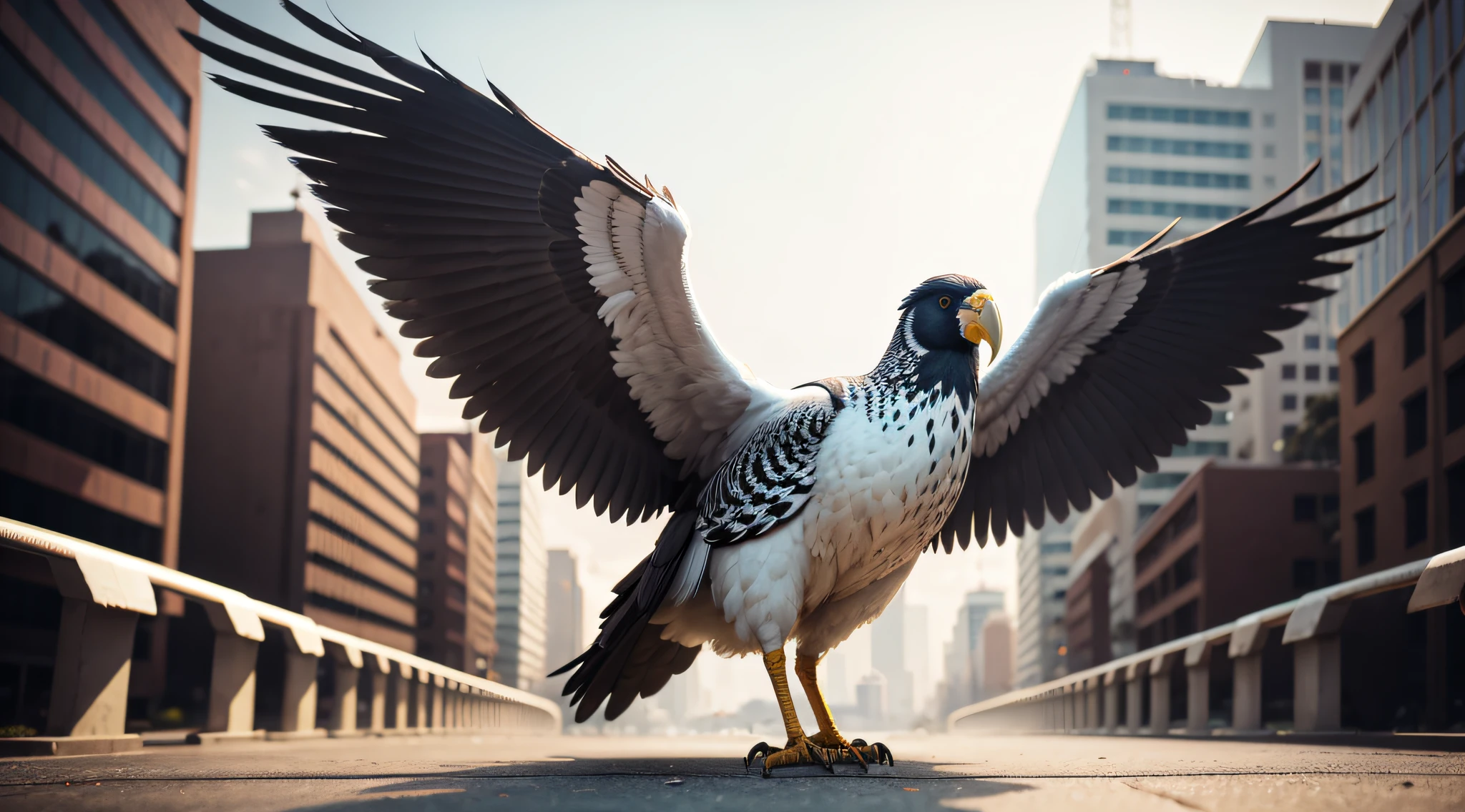 A large bird stands on the ground,No background bokeh,No Hand