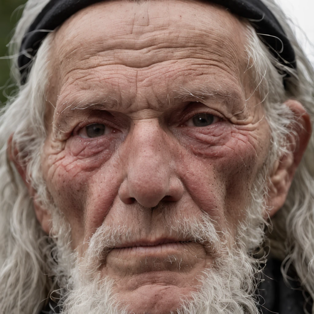 Detailed and macroscopic photos of the old man's face, Shot with a Sony A50r camera from FE 50mm - F50mm.8 GM lenses. It is customary to wear black for nuns in religious convents, 70s hippies at the Woodstock Music Festival, Cracked skin from sunburn