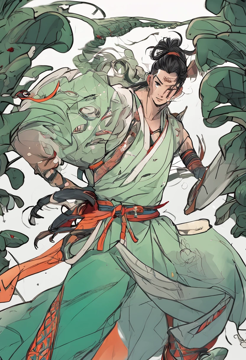 Libido boy,HighestQuali,extremely detaile,Youthful,Sword-eyed stars,Tribal Junior,Around twelve years old,Young man,cool guy,Ancient wind,vivaciousness,child,Libido boy,Gorgeous light green robe,Black Chinese style high ponytail,Black eyes,Sunny and cheerful,Young man,Black hair,s delicate face,sharp sharp eyes,Clear eyebrows,Kind expression,Fluttering hair,Flowing sleeves,Ancient style,Wind dance pose, Long flowing black hair flowed out,Messy hair,Qi Yu Xuanang,looking at viewert,(tmasterpiece:1.4),(best qualtiy:1.4),(The composition is perfect),high-definition depiction,8K,The polar composition of the film,Cinematic lighting,Cinematic texture,Strong sense of atmosphere