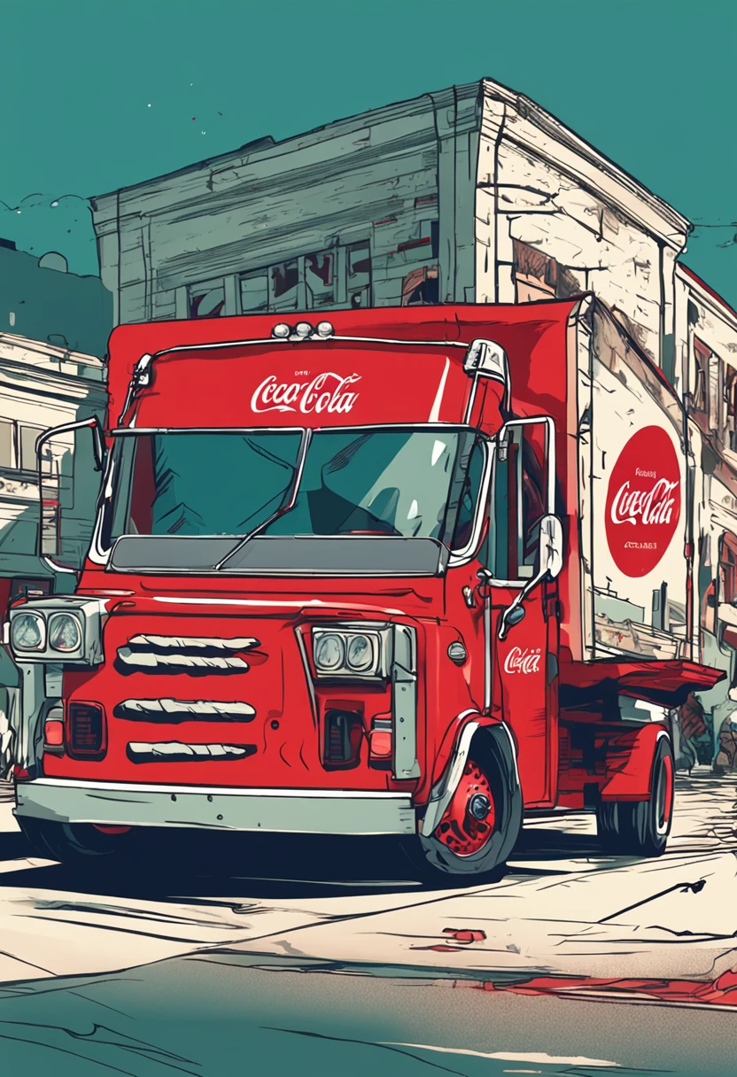 coca cola truck in the city