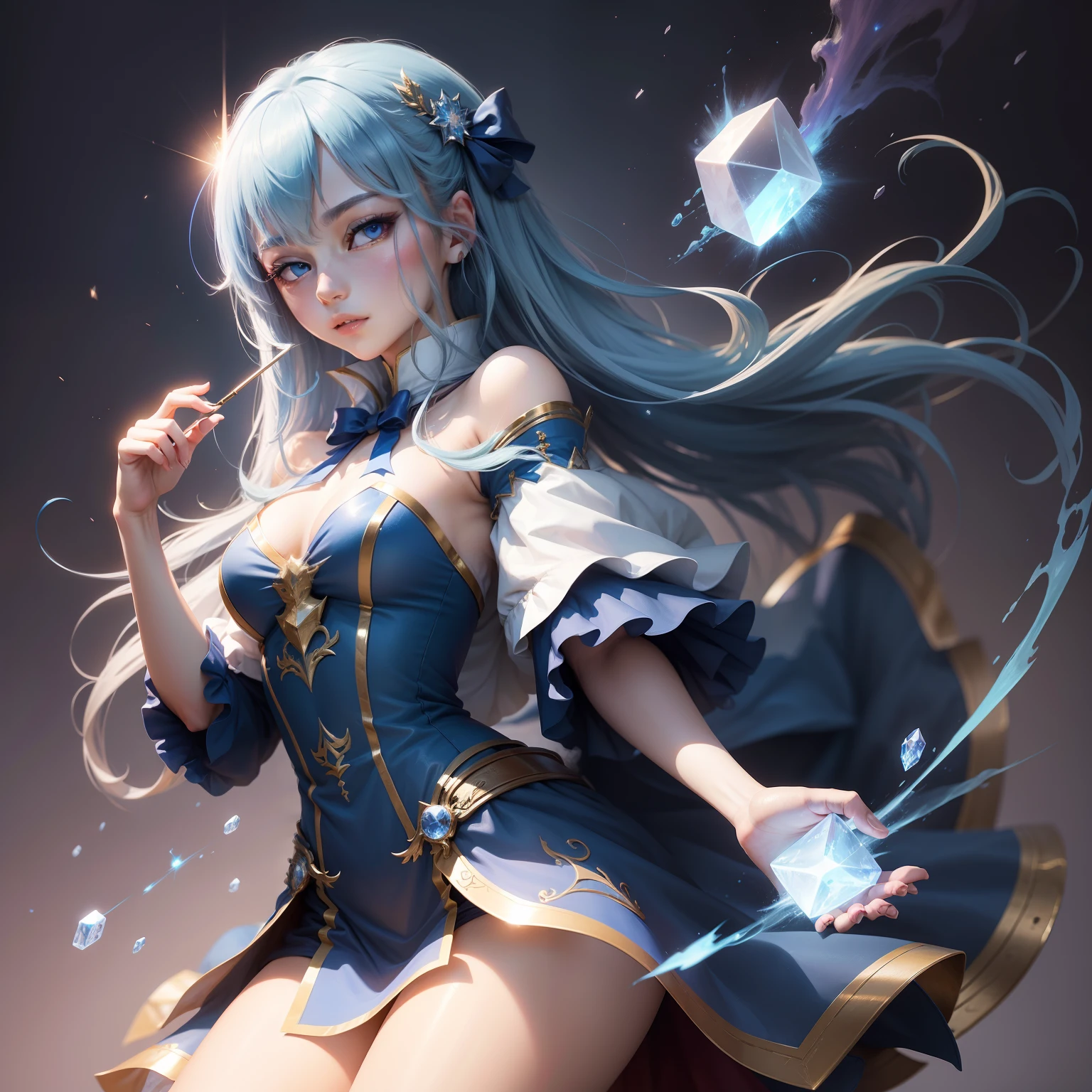 2D Beautiful Girl,Will magic,Can manipulate ice。