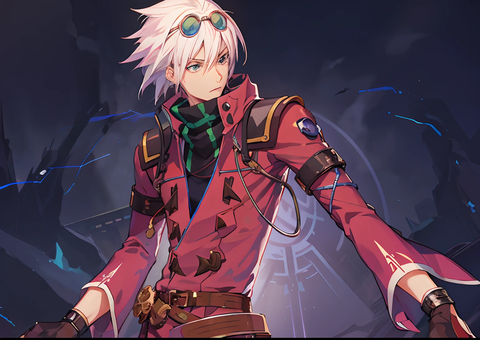 Anime - a stylistic image of a man with white hair and pink clothes, jrpg character, chrono trigger guilty gear style, trigger anime artstyle, starfinder character, jrpg character art, male anime character, inspired by Zoltan Boros, shirow masamune, Main character, guilty gear art style, A scene from the《Chronicles of the Blade of the Other》