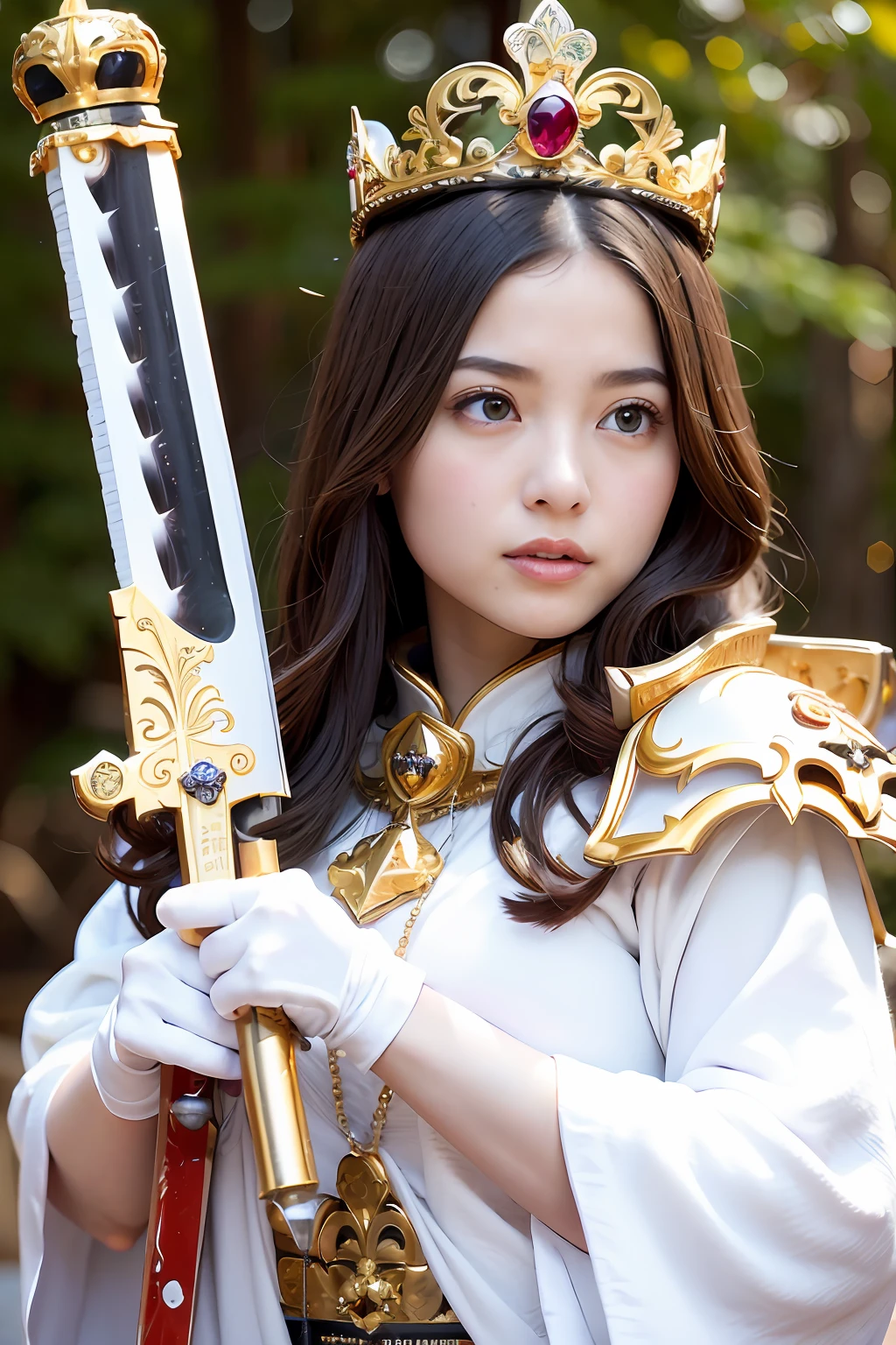 masterpiece、Highest quality、8K、Japanese、beautiful girl、11 years old、Primary school students、Flat chest、(((sword)))，(((巨大なsword))),白銀のsword，Diamond Setting