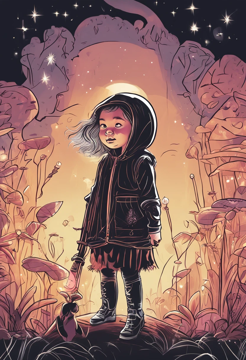 Cartoony,Chubby girl in black tight cloth,assassins,Dagger and dagger in both hands,Glowing fireflies around,,Cute and cute,KIDS ILLUSTRATION,Glow effects,Dingdall effect,depth of fields,high light,Real light,Ray traching,oc rendered,Hyper-realistic,best qualtiy,8K,Works of masters,super-fine,Detailed pubic hair,Correct anatomy,sharp focus on eyes,The facial structure is reasonable,Facial features are carefully depicted